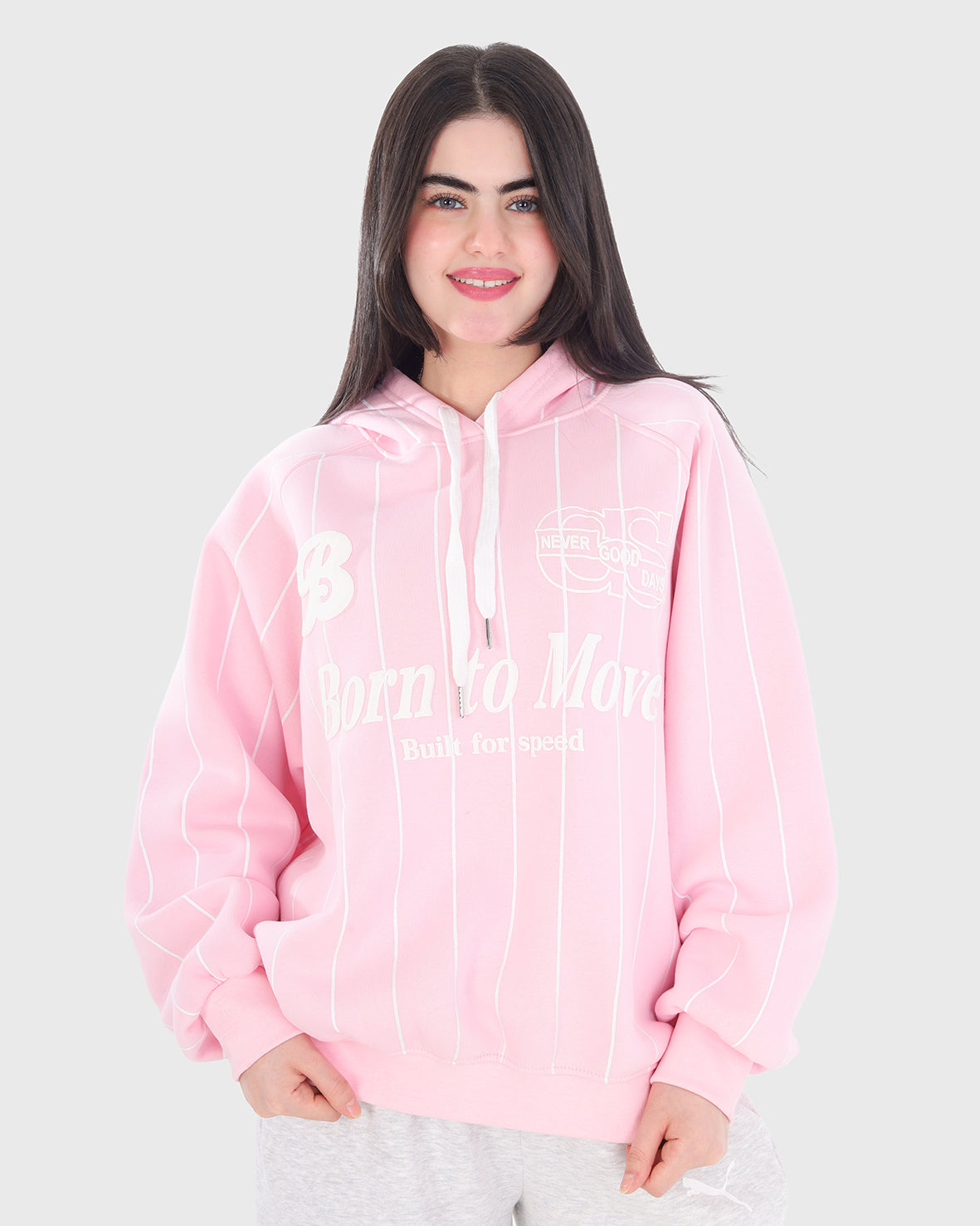 Pinstripe Oversized Graphic Hoodie 21987036