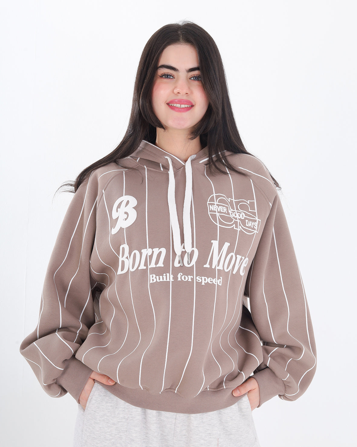 Pinstripe Oversized Graphic Hoodie 21987036