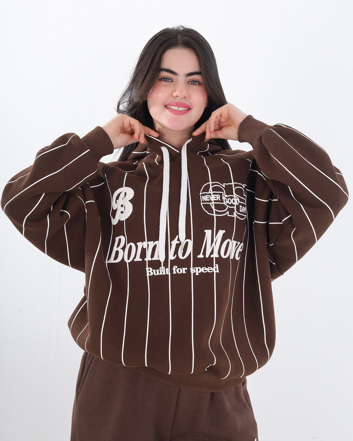 Pinstripe Oversized Graphic Hoodie 21987036