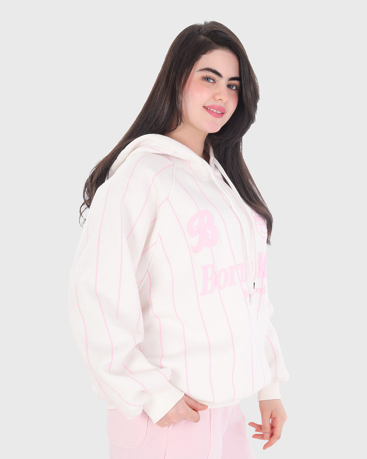 Pinstripe Oversized Graphic Hoodie 21987036