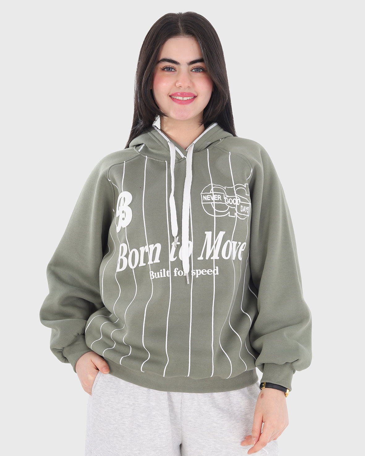 Pinstripe Oversized Graphic Hoodie 21987036