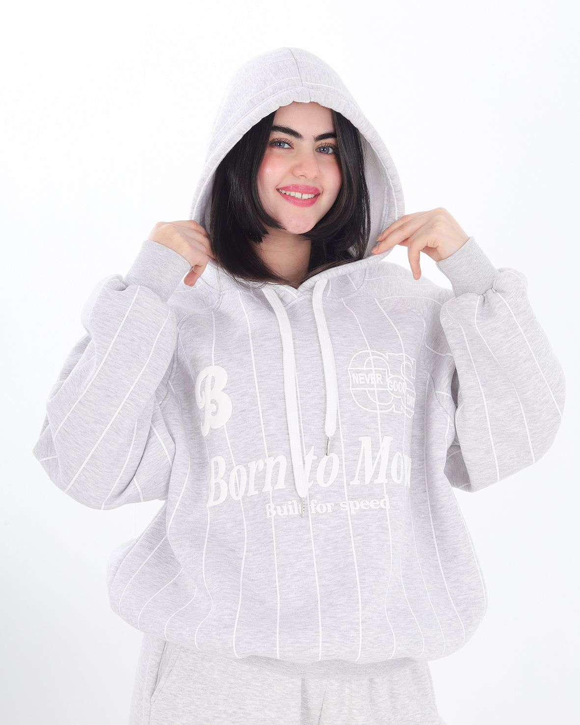 Pinstripe Oversized Graphic Hoodie 21987036