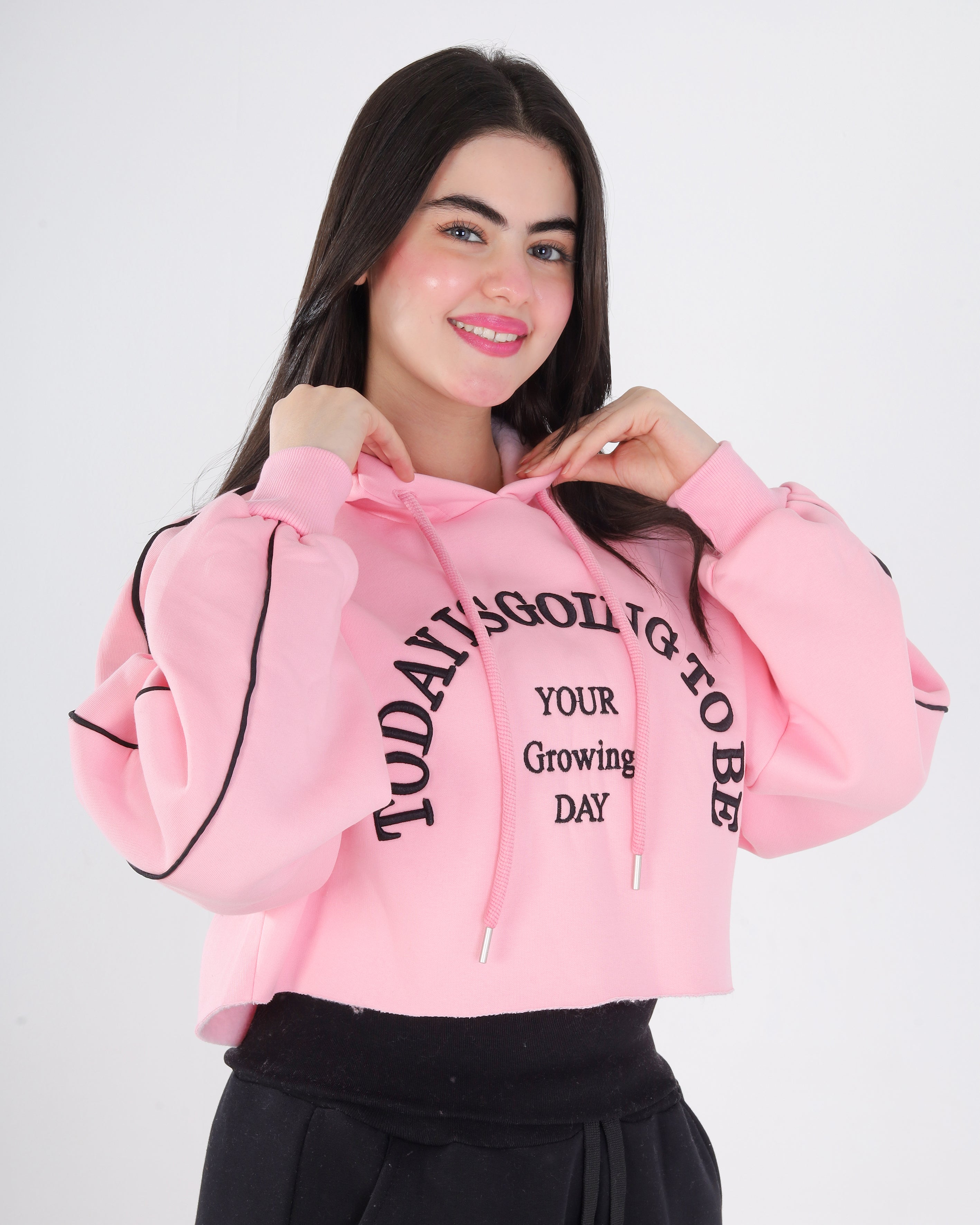 Cropped Hoodie with Front Print 2188W503