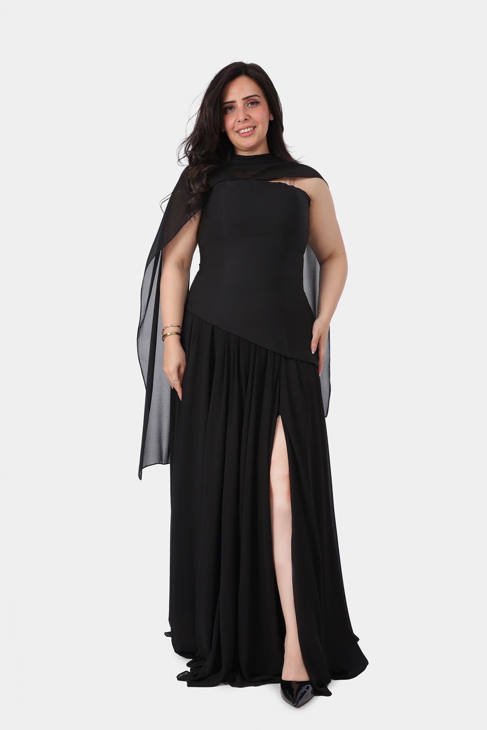 Strapless Evening Dress with Matching Scarf 70311162