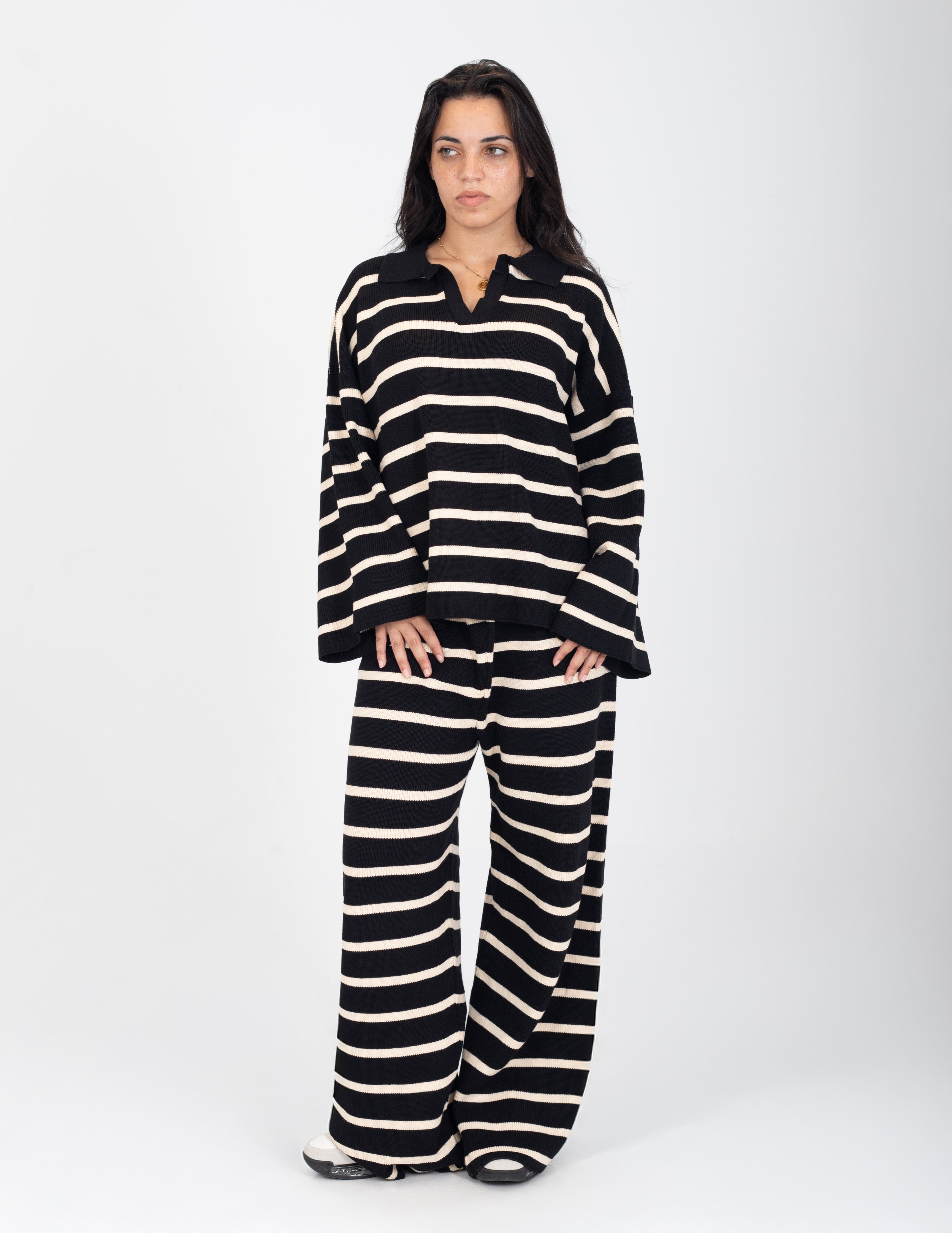 Two-Piece Loose Striped Set w16252730