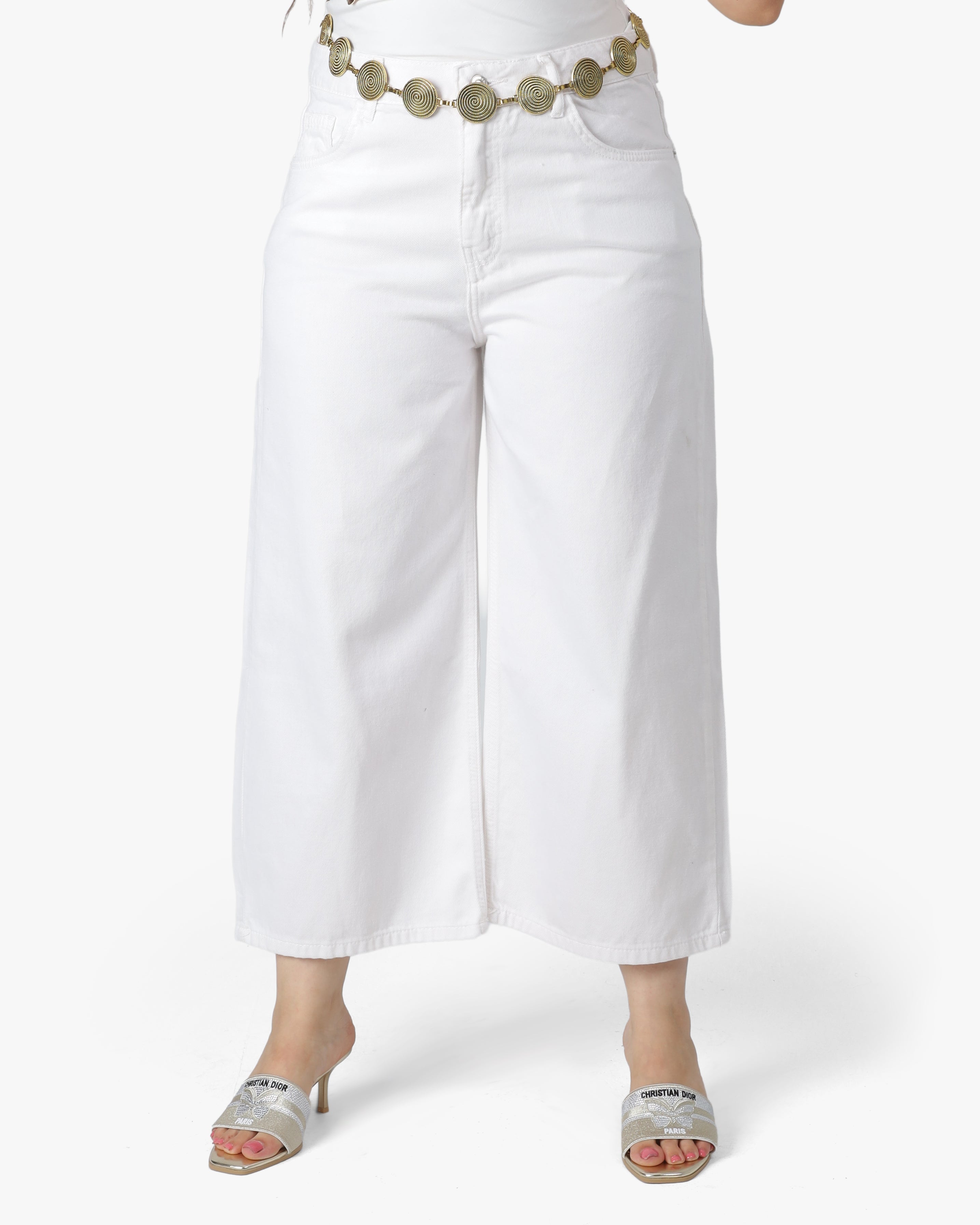 Cropped Wide Leg Denim Jeans 395B620/2
