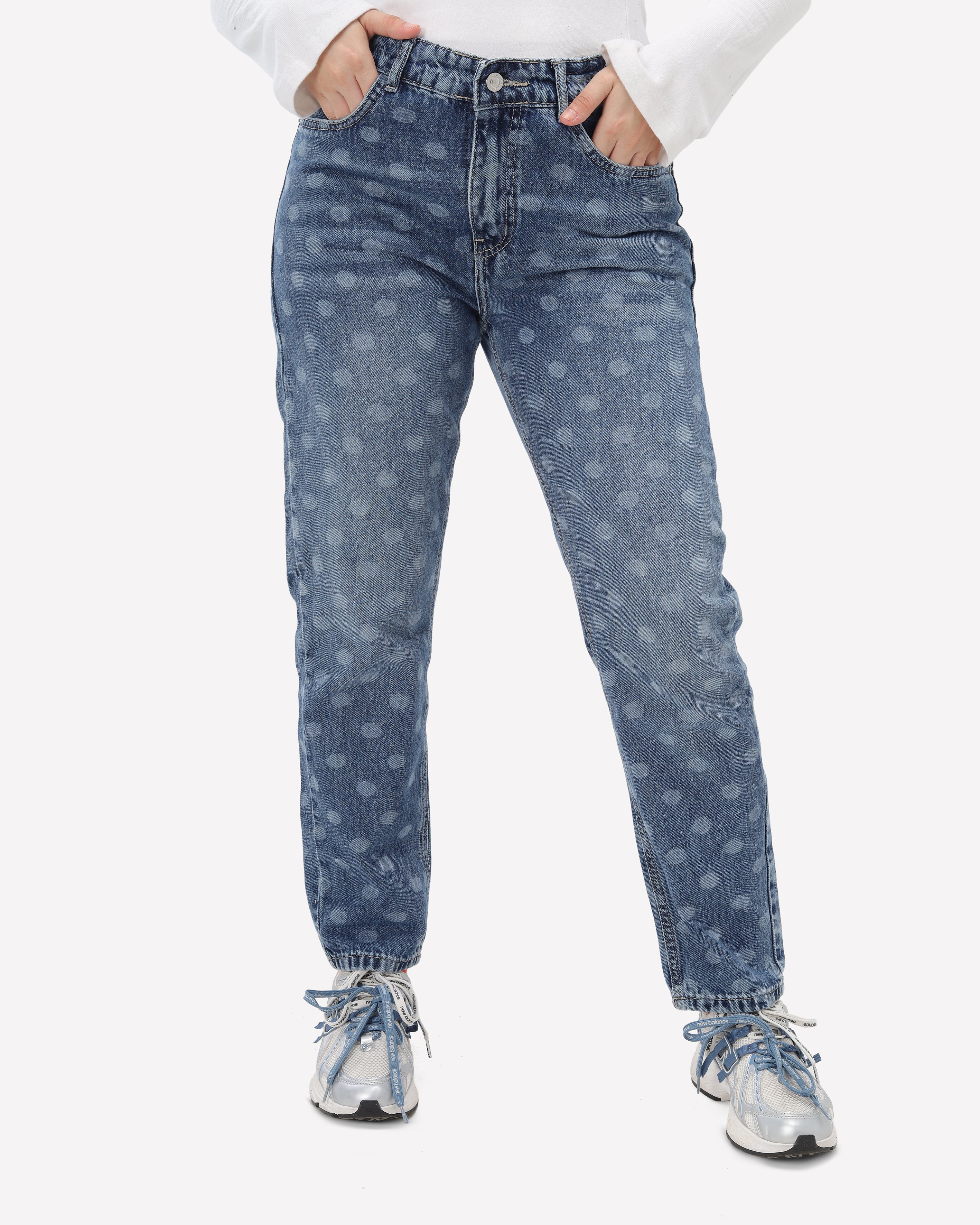 Polka Dot Skinny Denim Jeans 395BB2