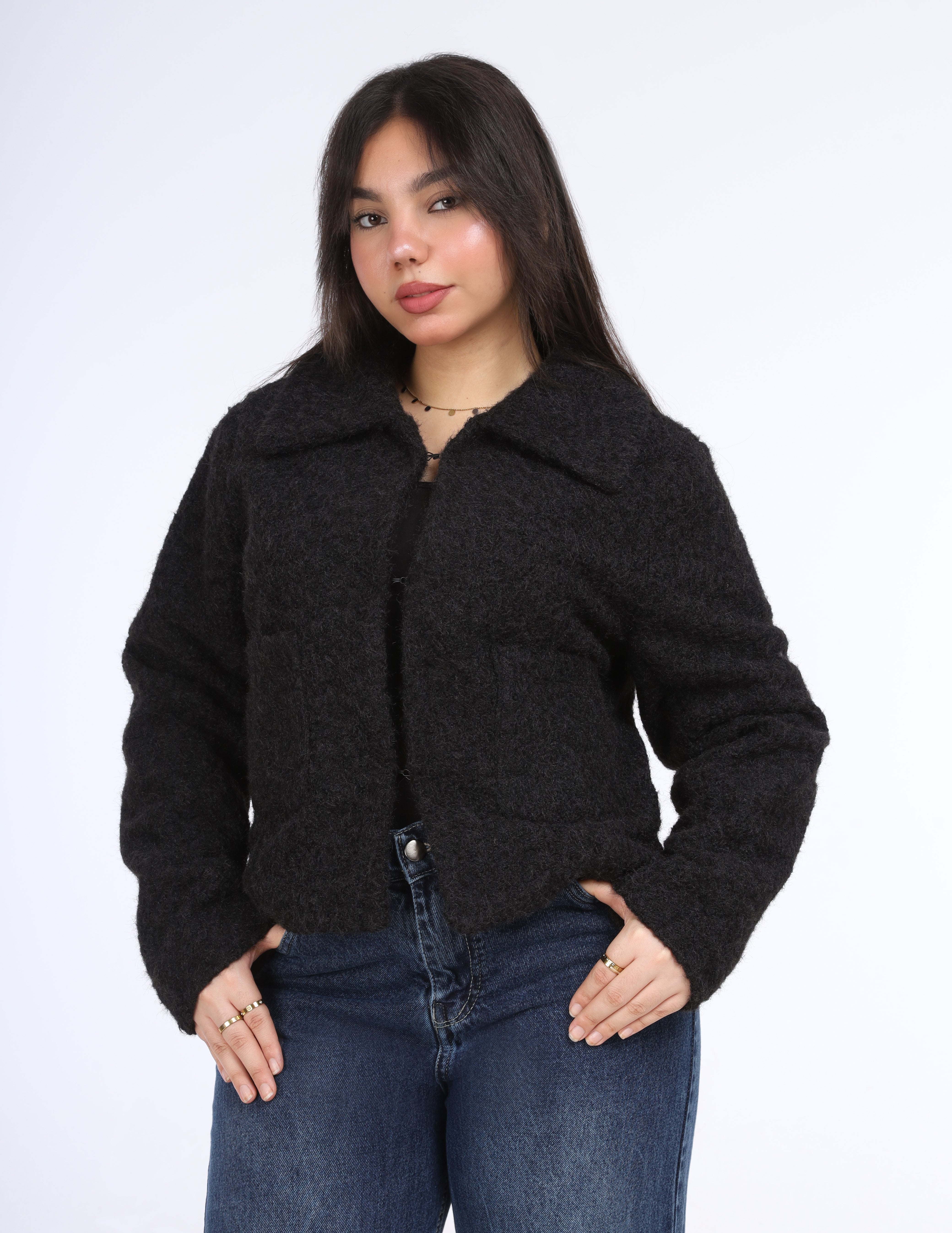 Cropped Textured Wool Jacket w1626238