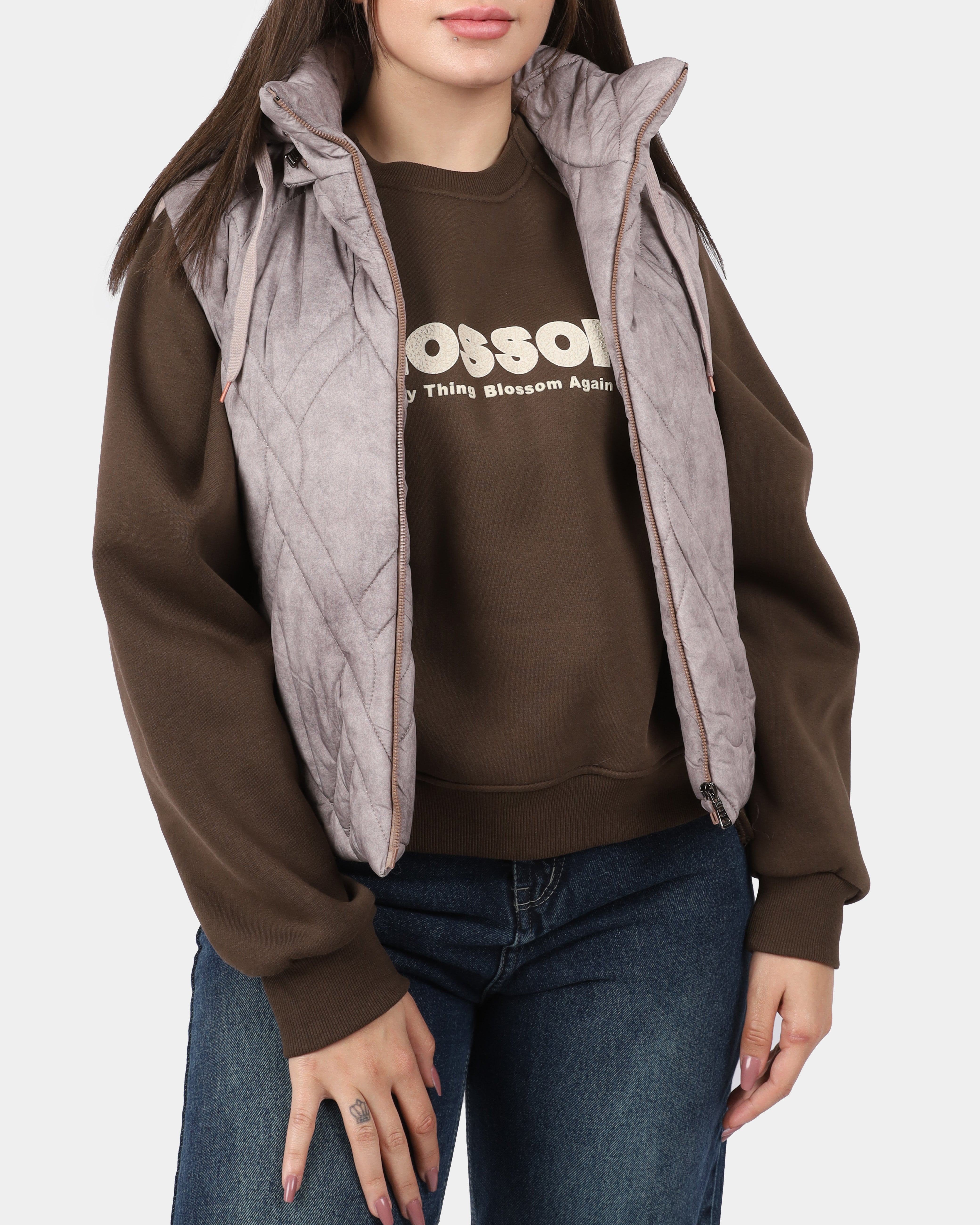 Sleeveless Cropped Puffer Jacket with Hooded w16962029