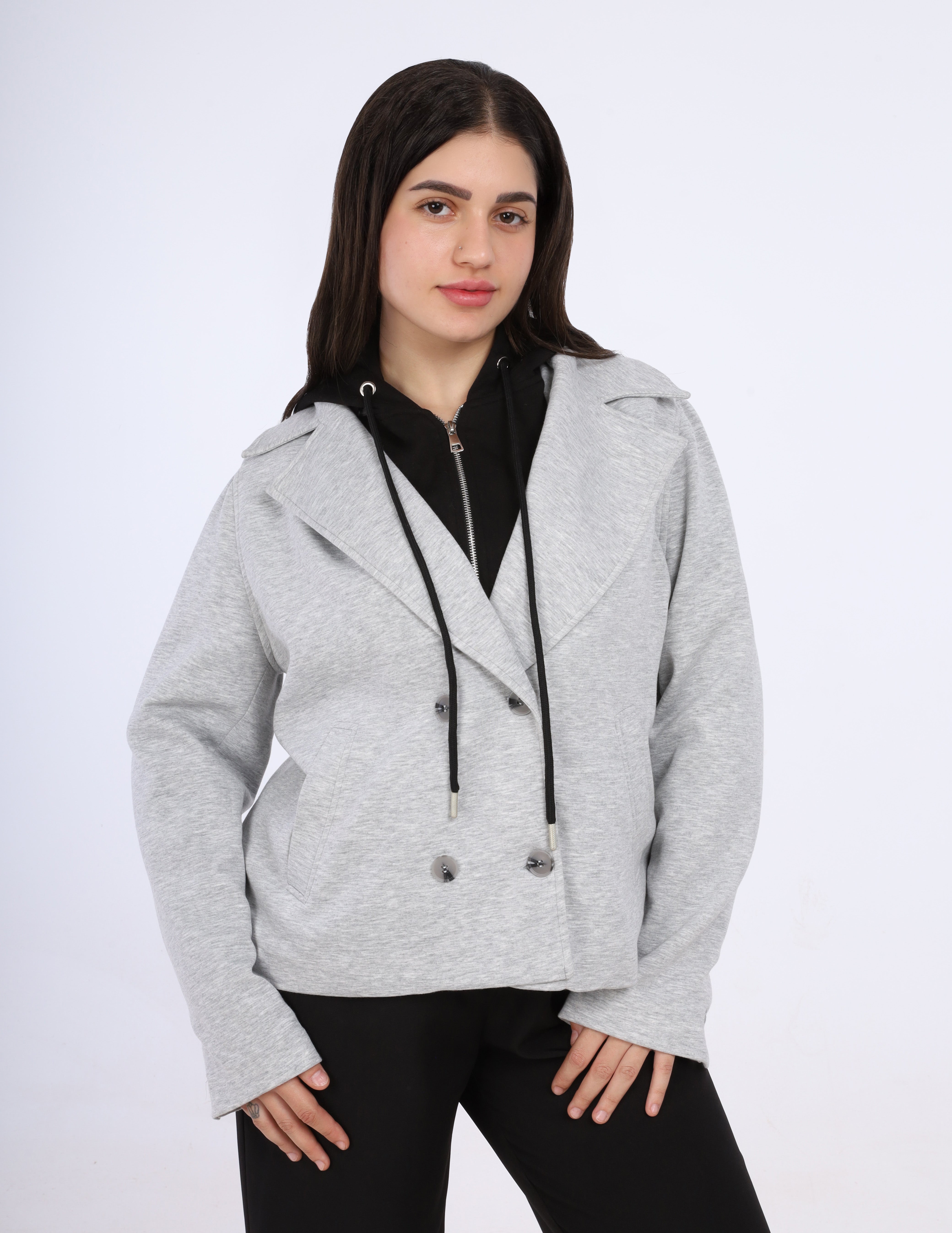 Double-Breasted Short Jacket w114740055