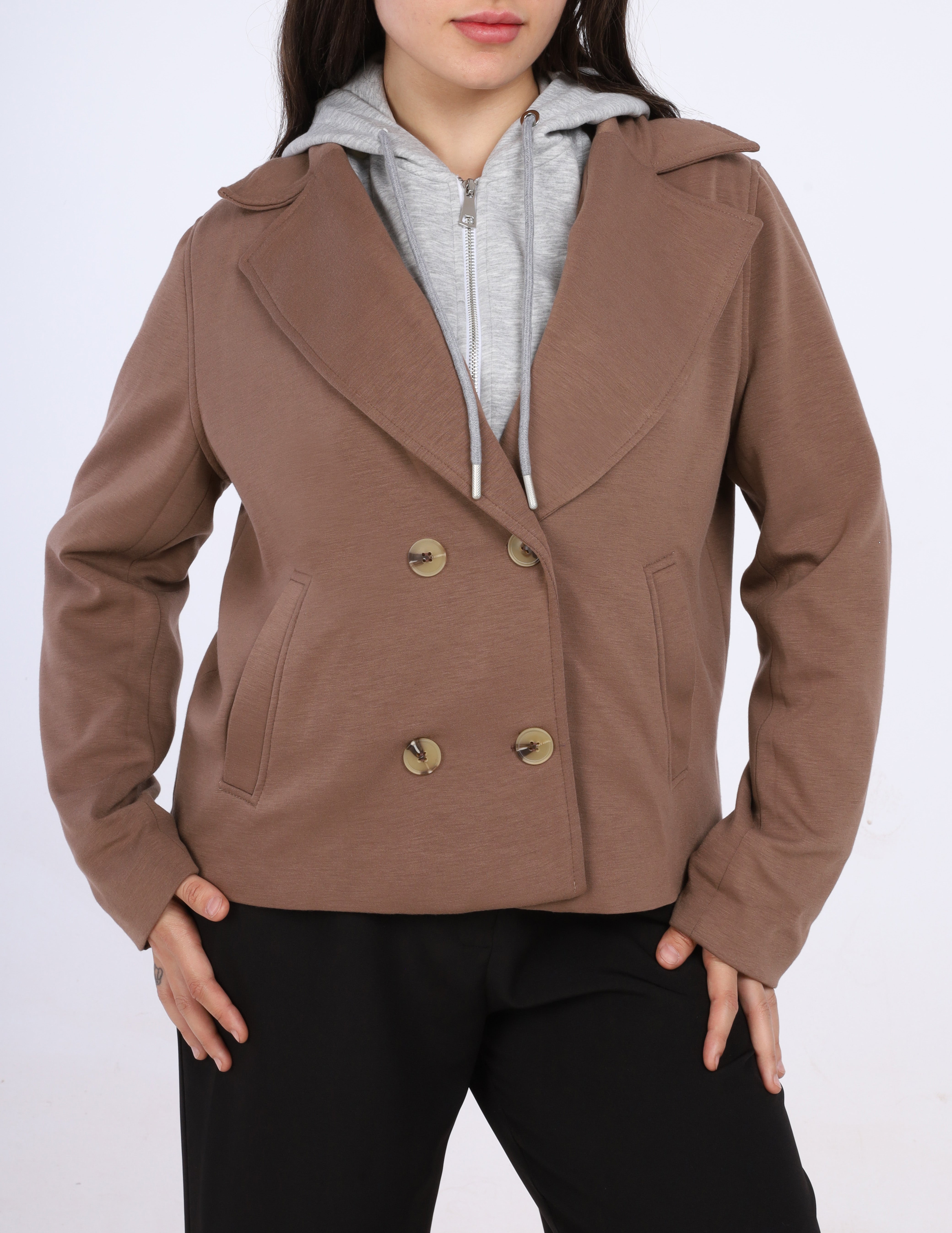 Double-Breasted Short Jacket w114740055