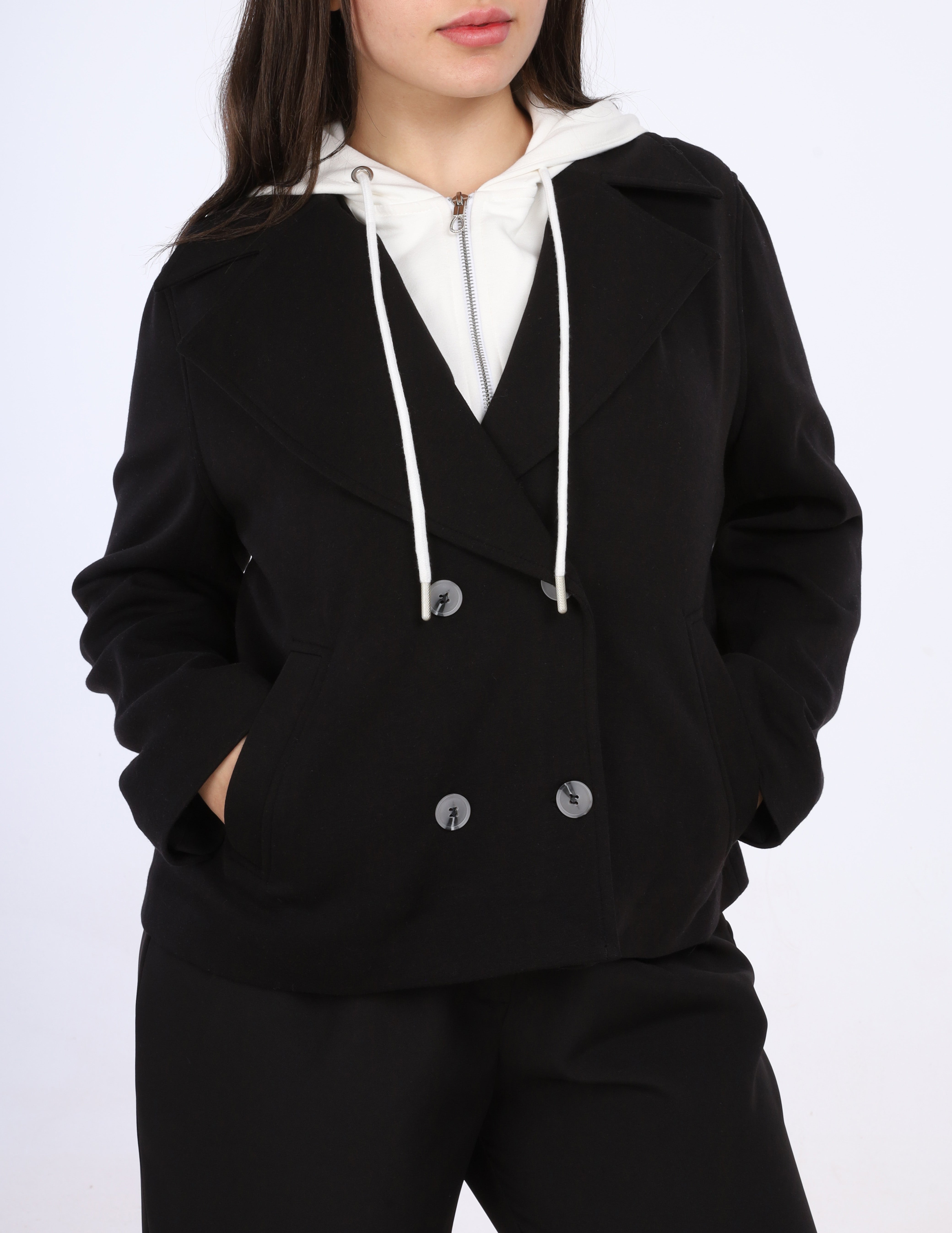 Double-Breasted Short Jacket w114740055