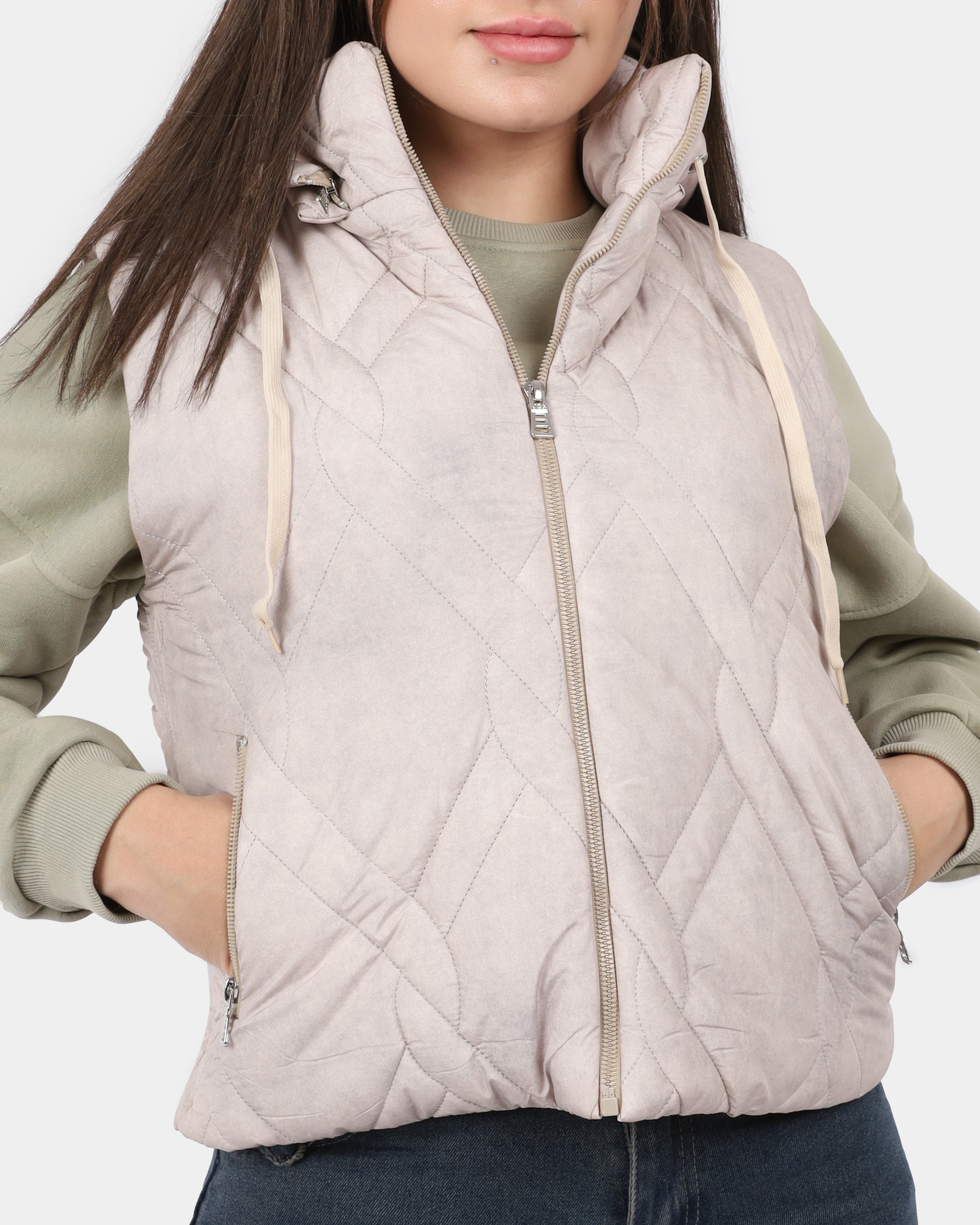 Sleeveless Cropped Puffer Jacket with Hooded w16962029