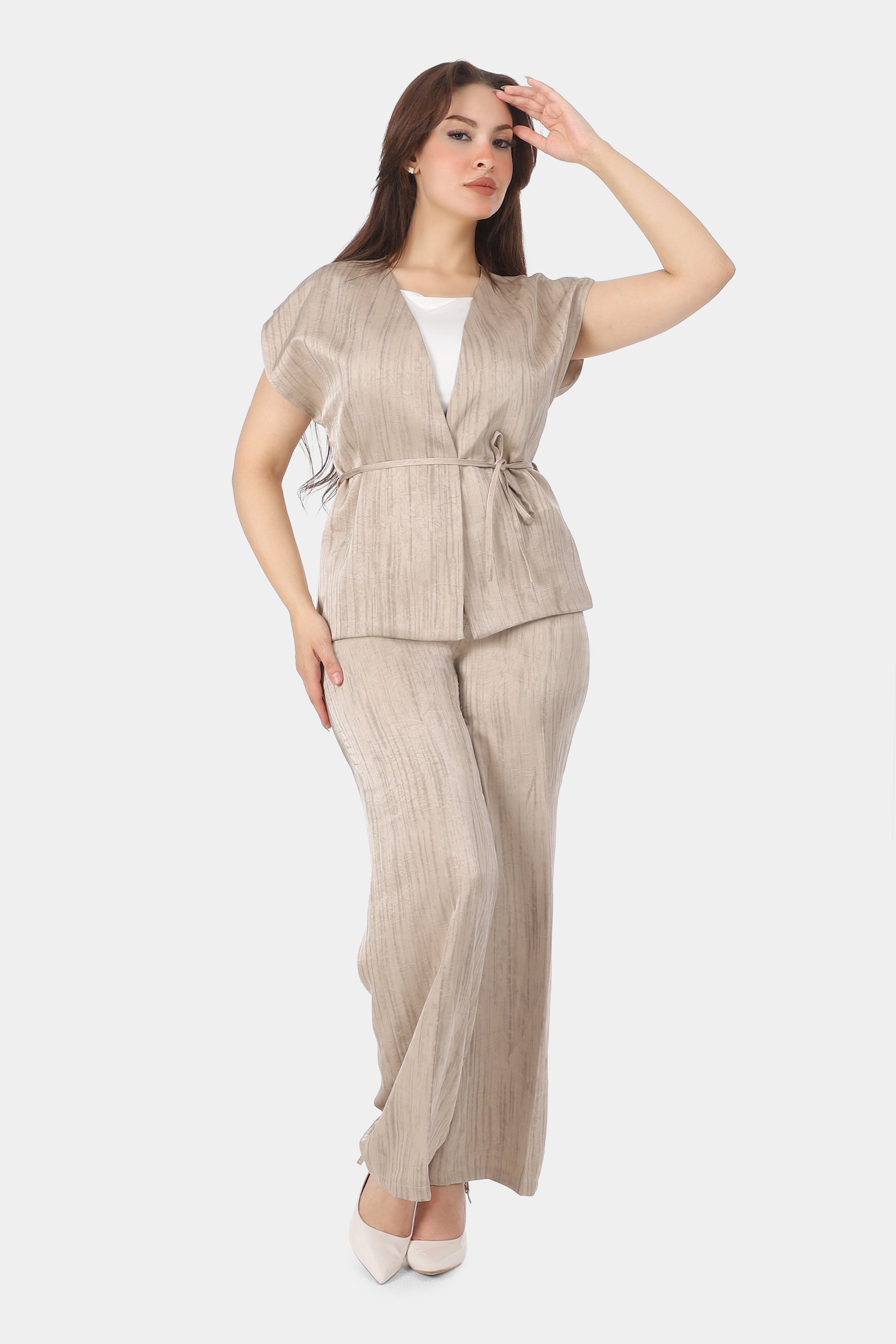 Elegant Satin Two-Piece Suit 698605