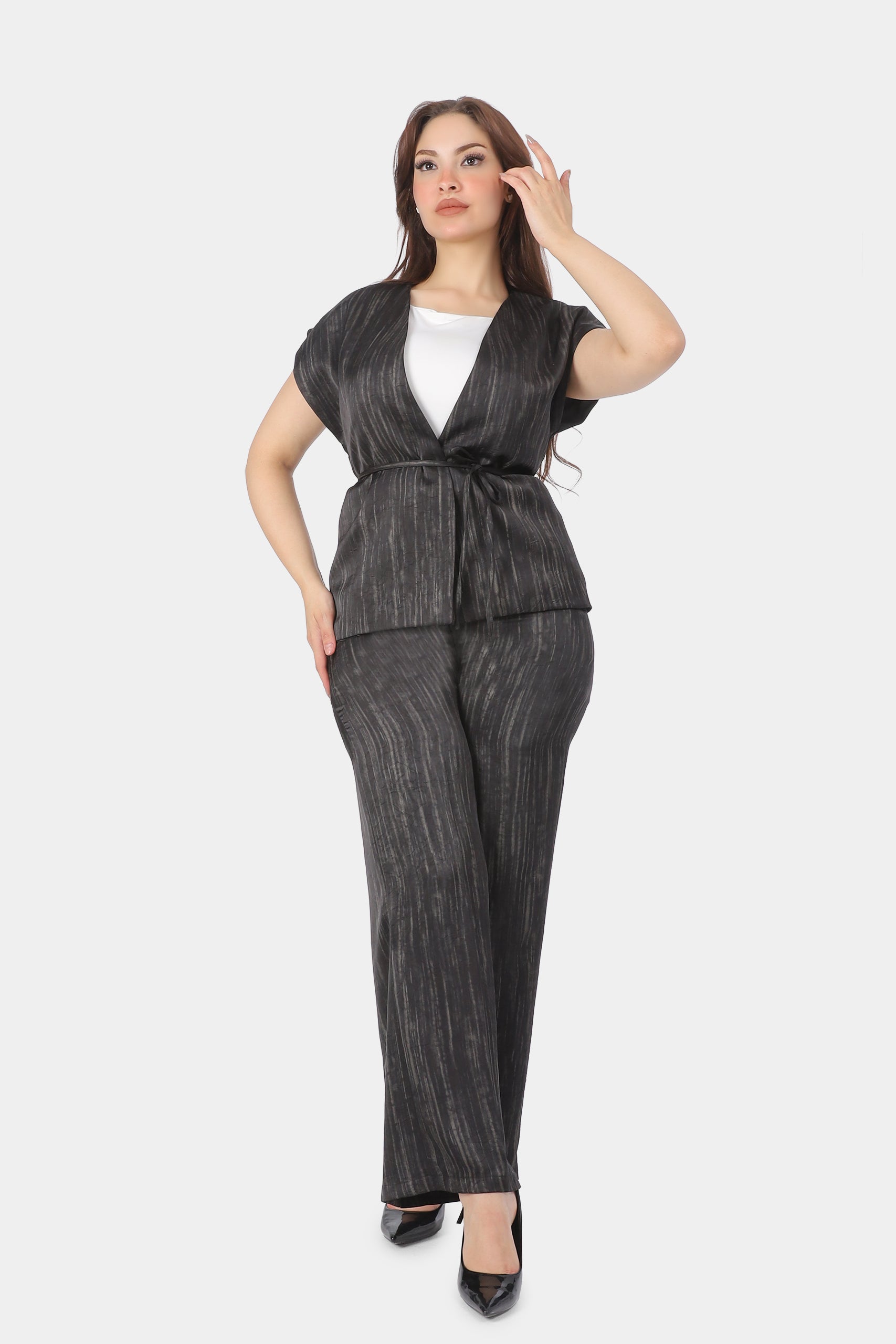 Elegant Satin Two-Piece Suit 698605