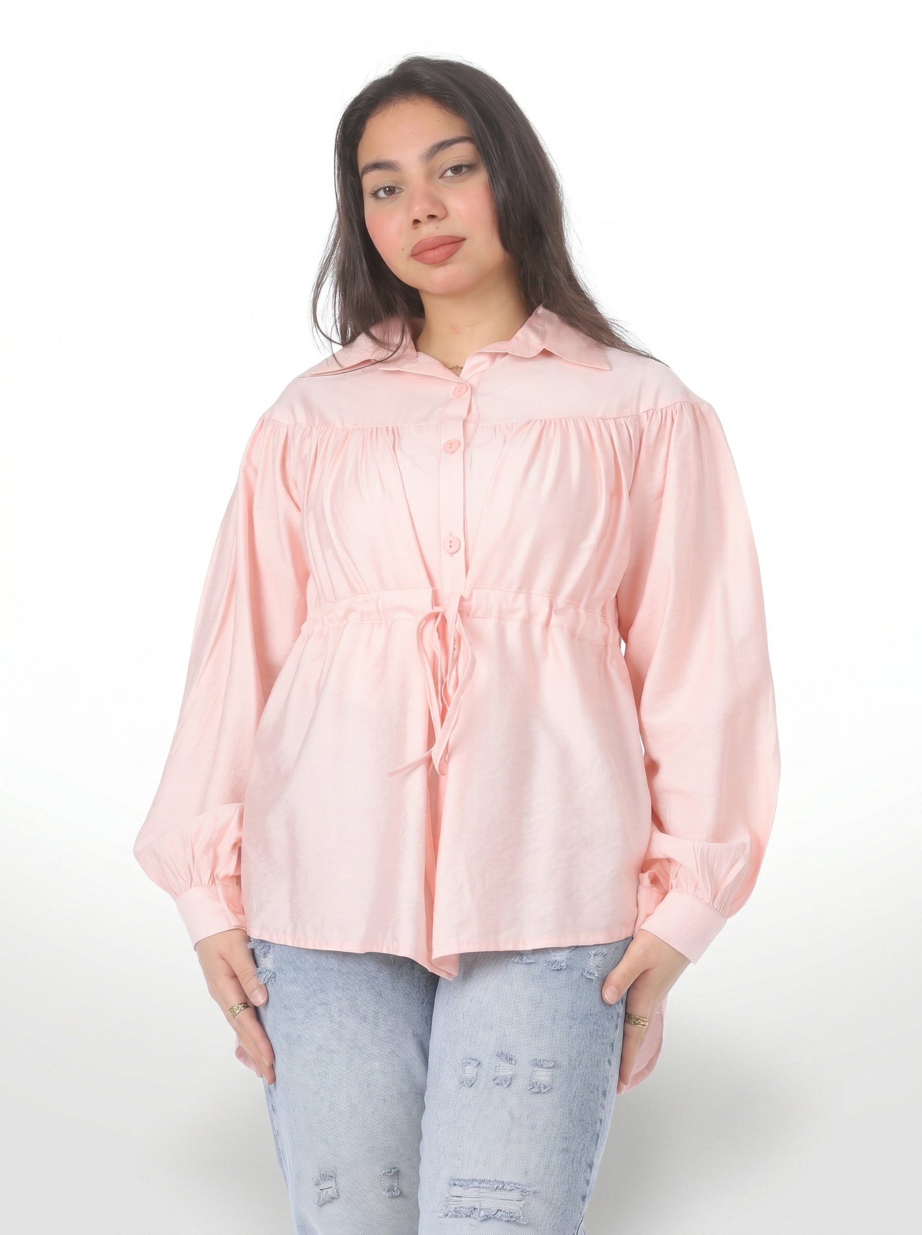 Casual Chic Drawstring Waist Blouse 698696