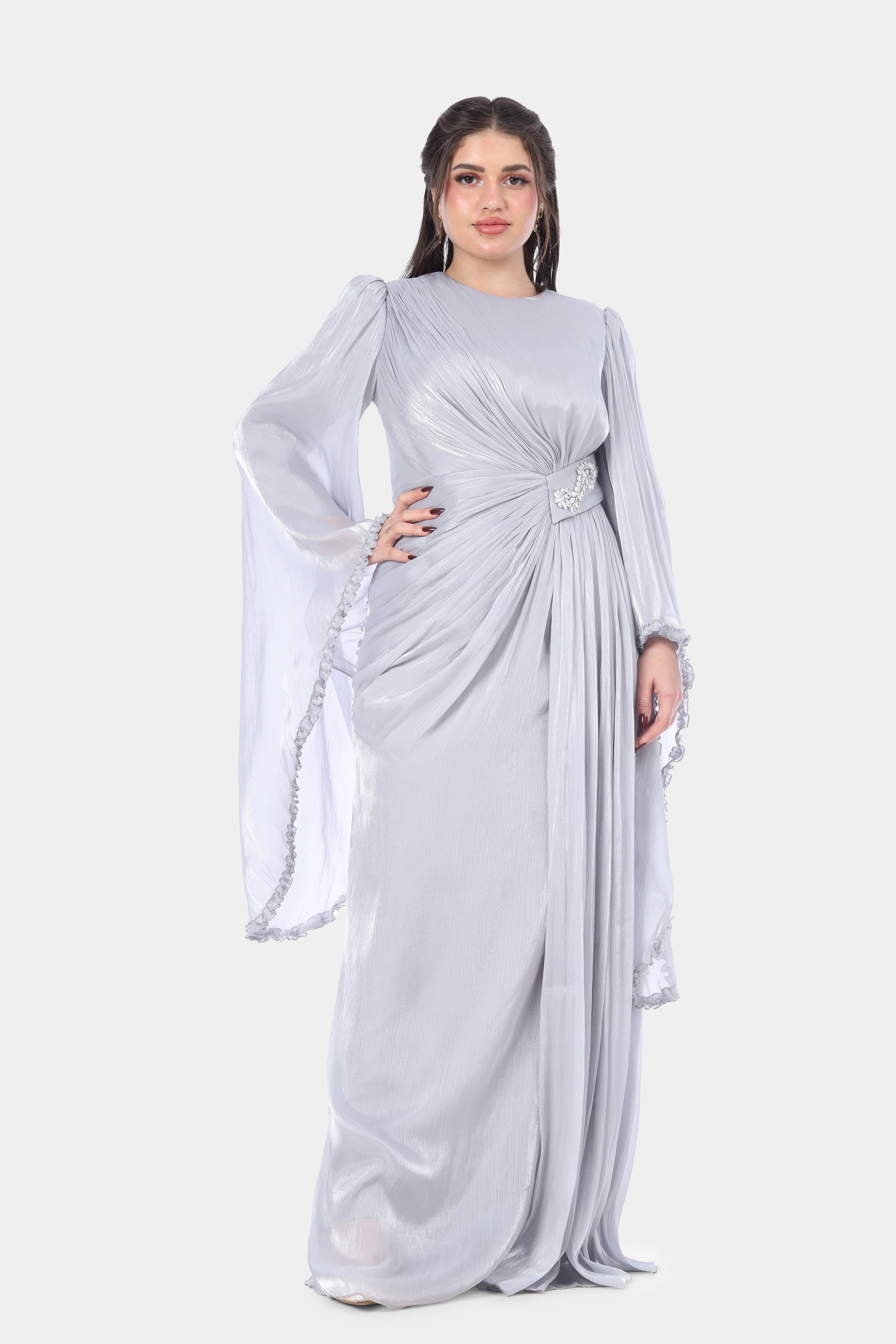 Elegant Evening Maxi Dress with Wide Sleeves 7031018