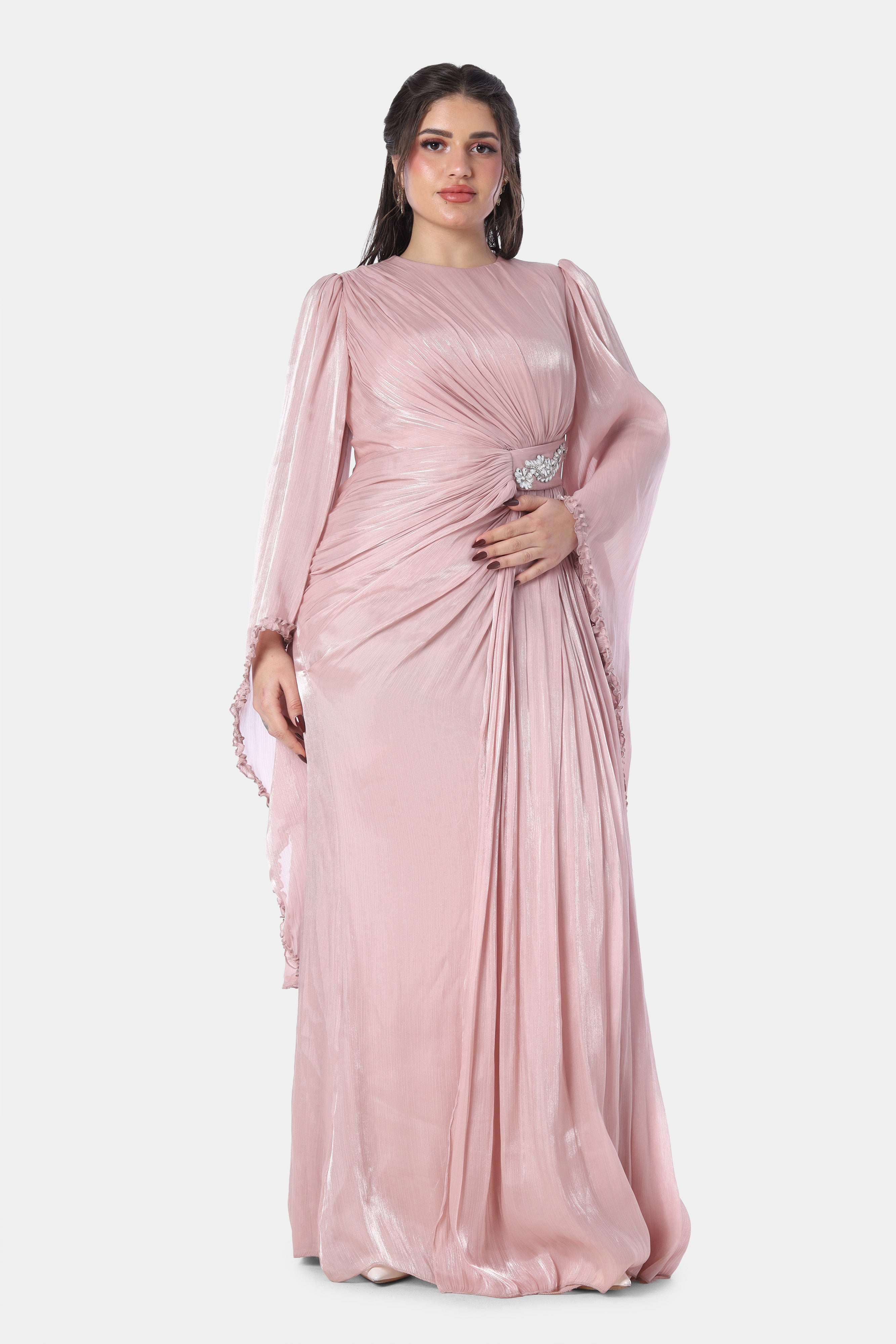 Elegant Evening Maxi Dress with Wide Sleeves 7031018