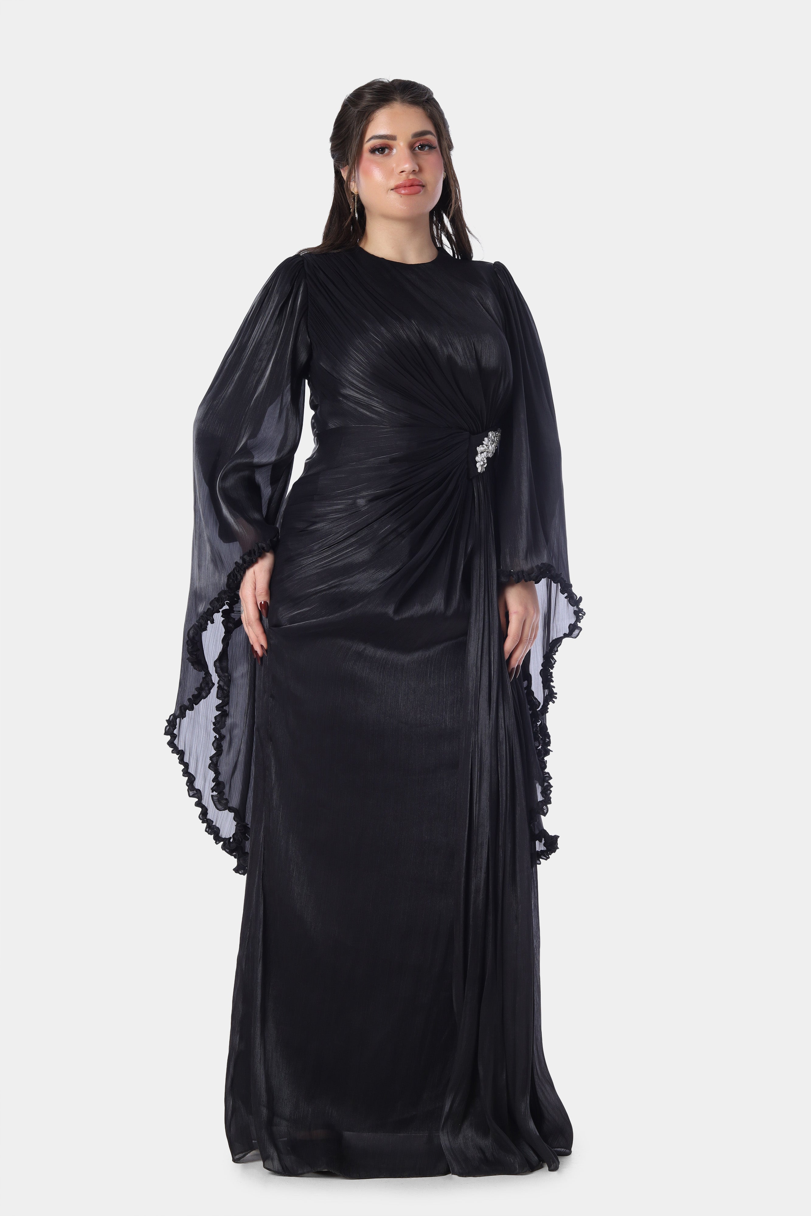 Elegant Evening Maxi Dress with Wide Sleeves 7031018