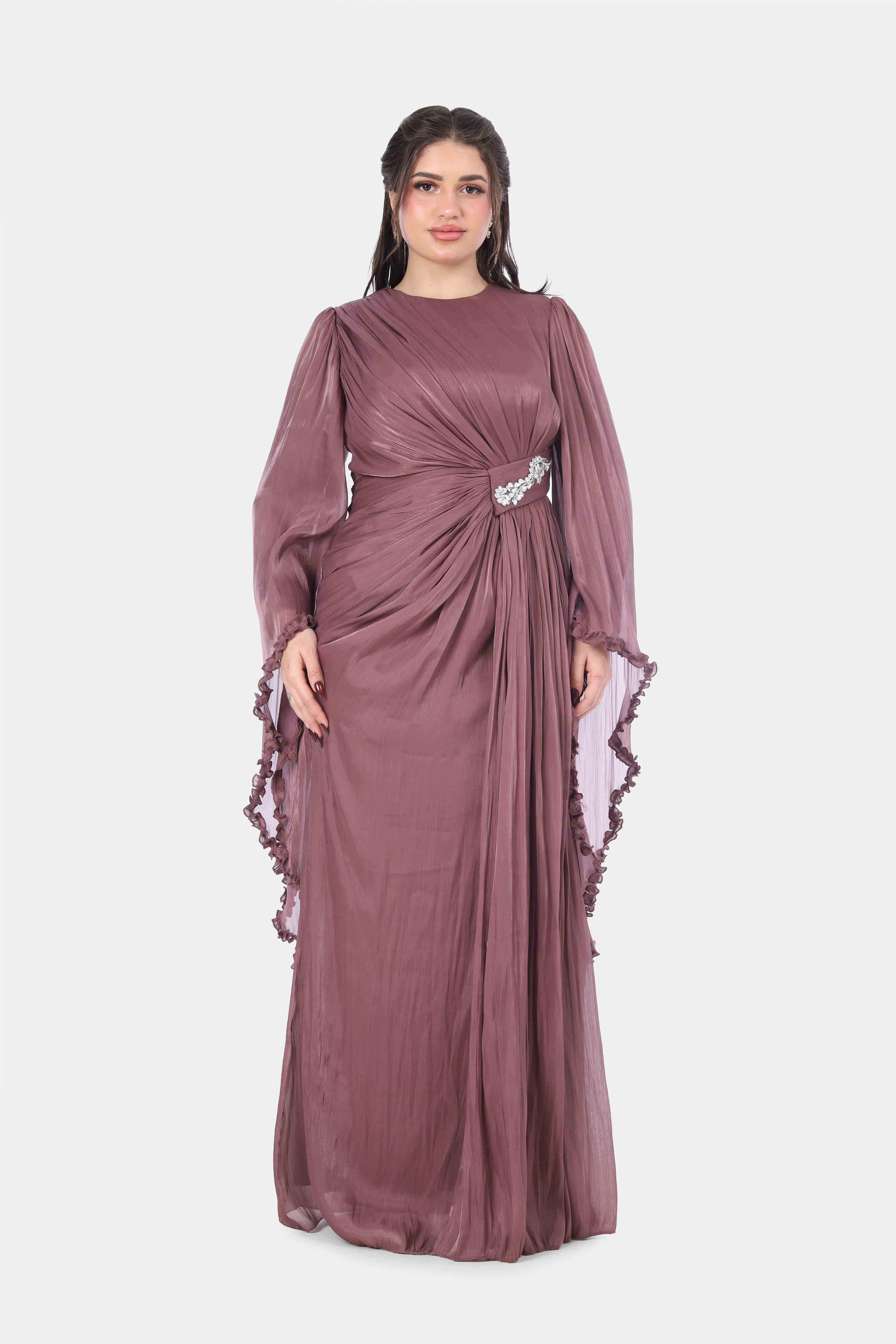 Elegant Evening Maxi Dress with Wide Sleeves 7031018