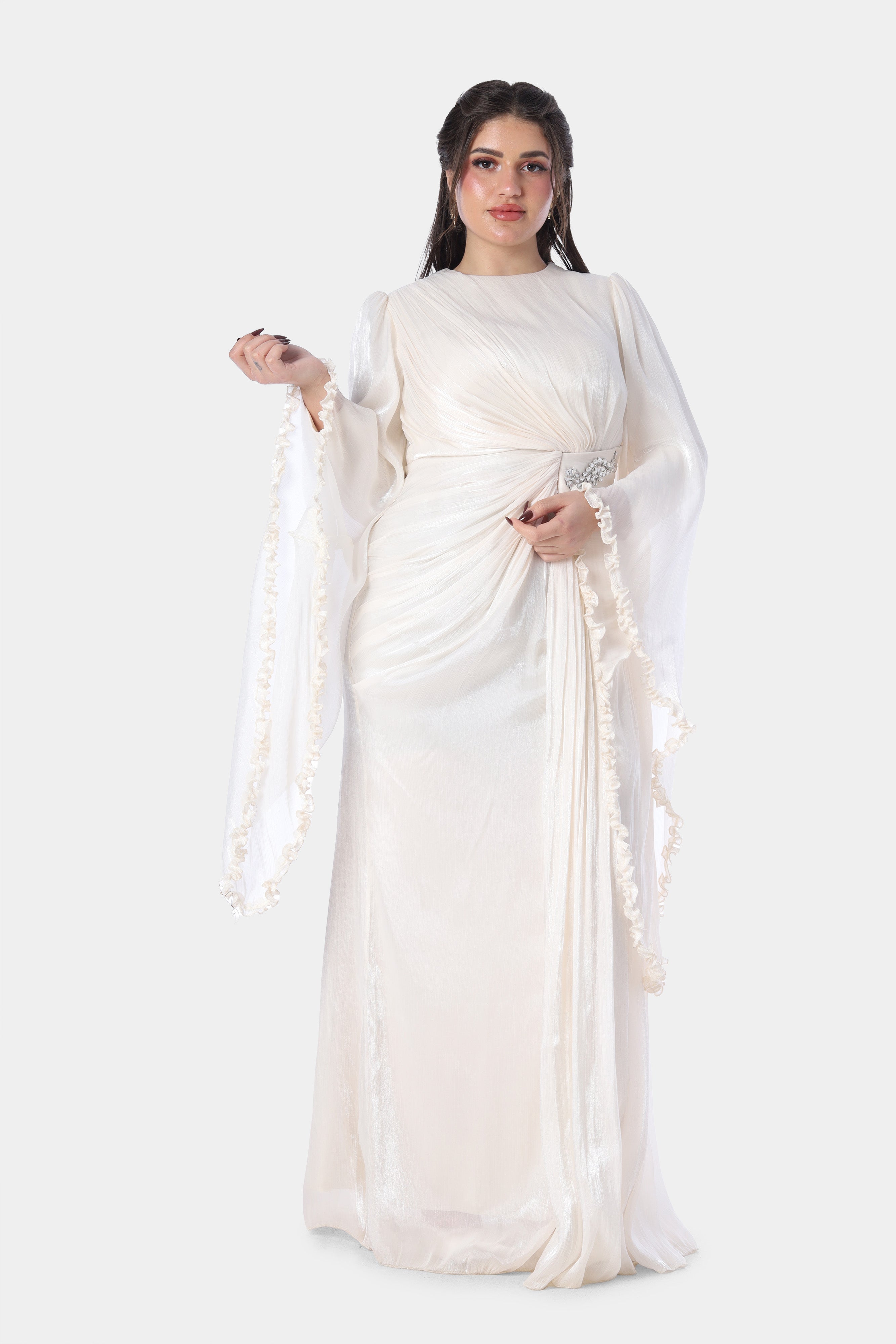 Elegant Evening Maxi Dress with Wide Sleeves 7031018