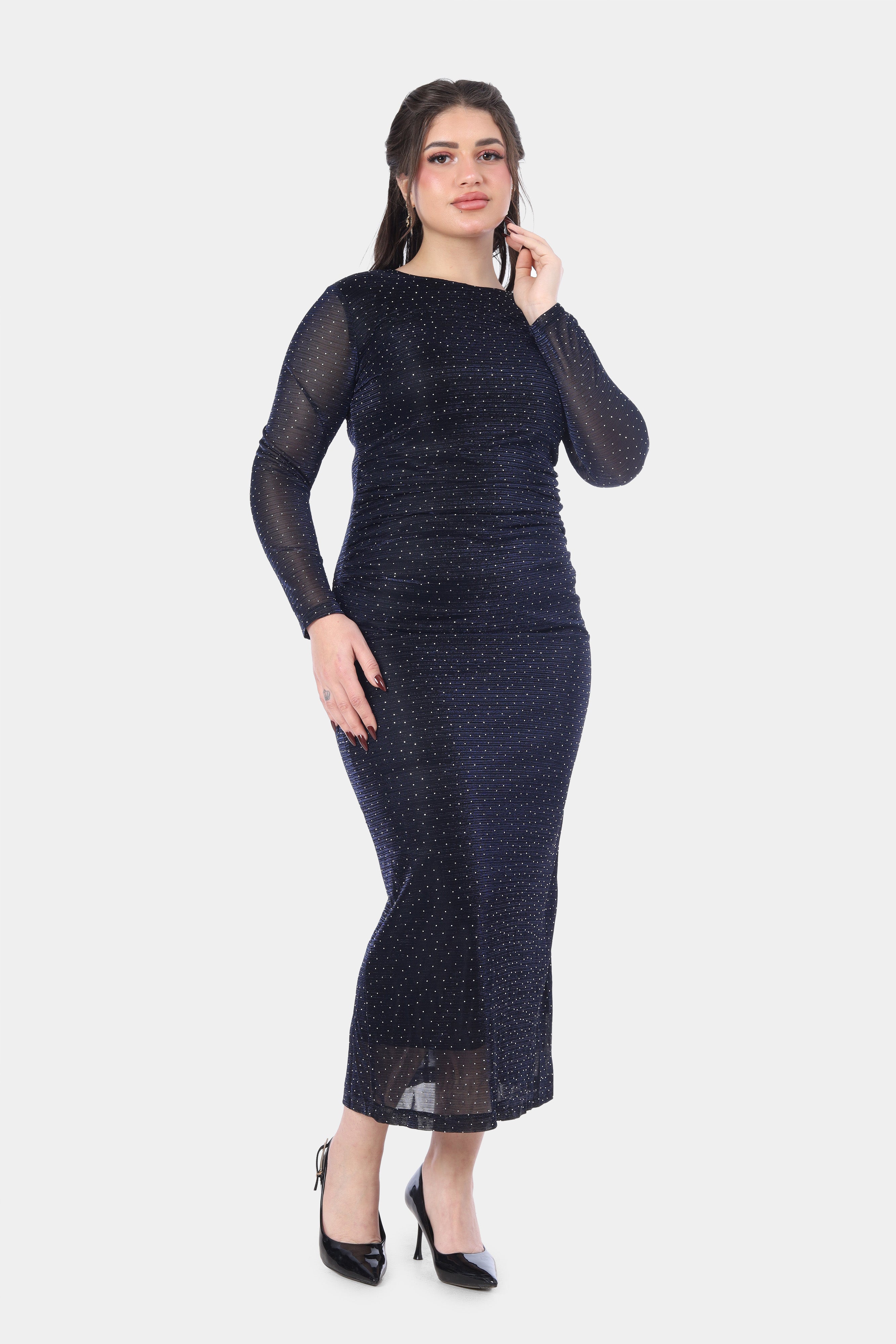 Midi Shimmer Ruched Evening Dress 7031036