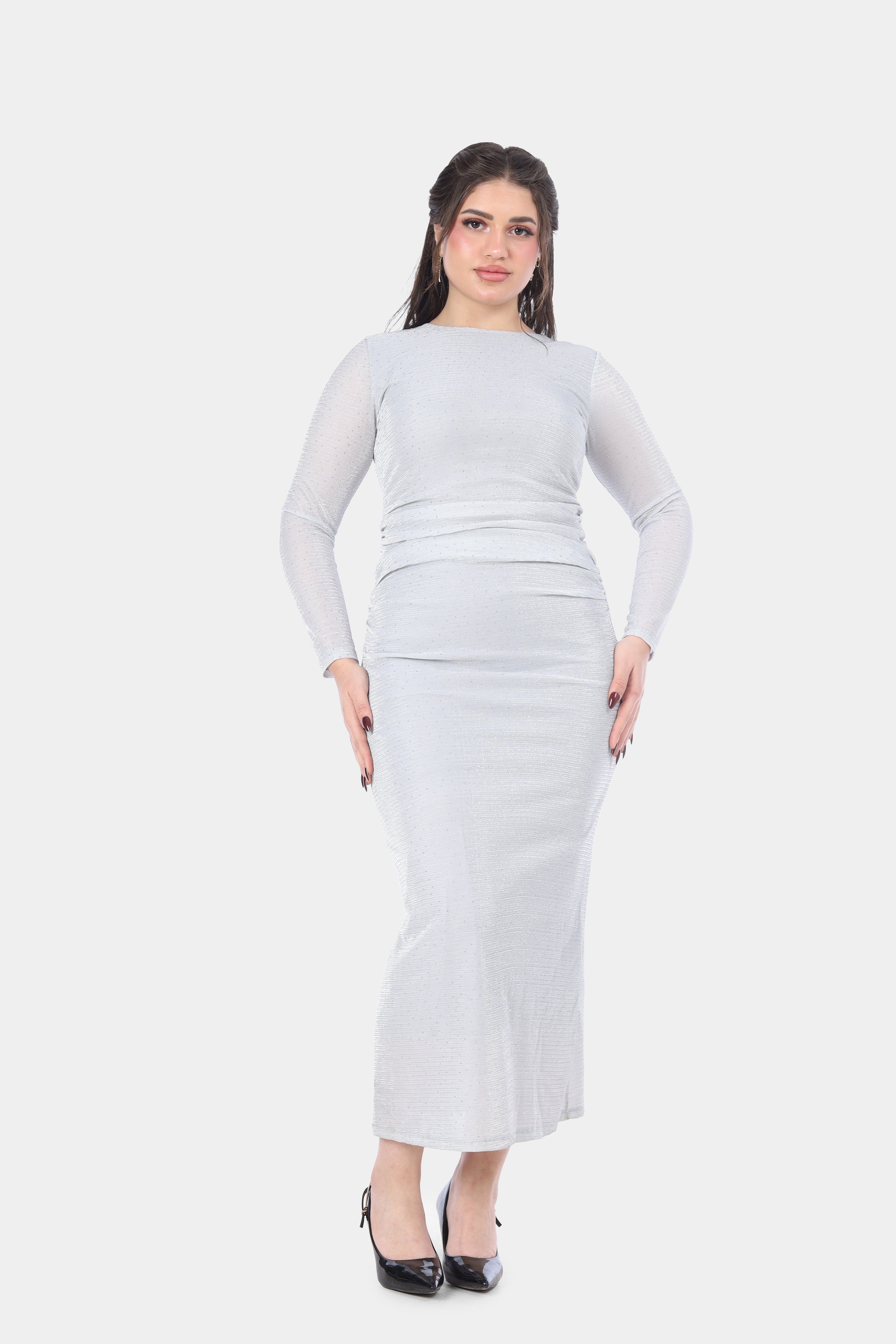 Midi Shimmer Ruched Evening Dress 7031036