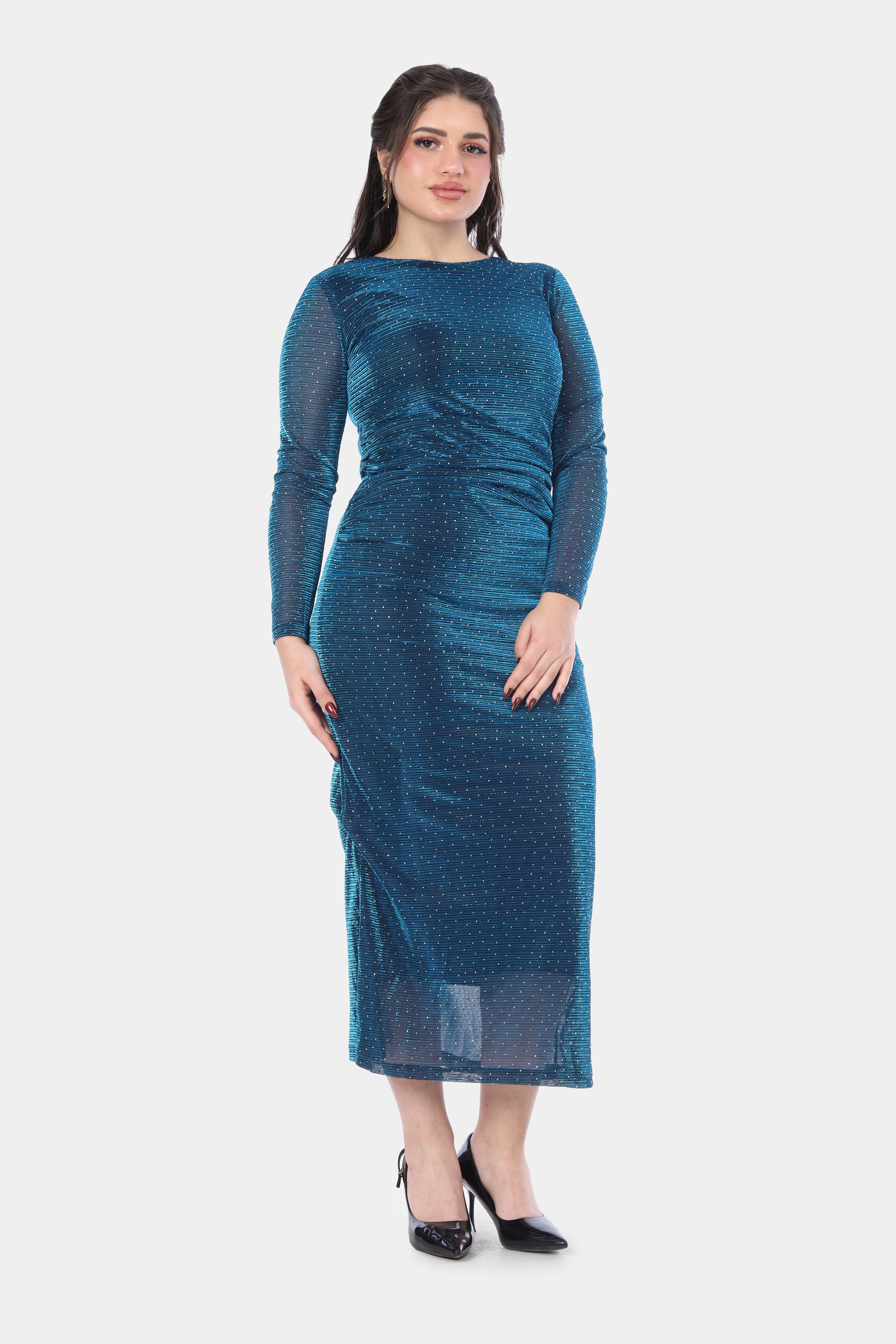 Midi Shimmer Ruched Evening Dress 7031036