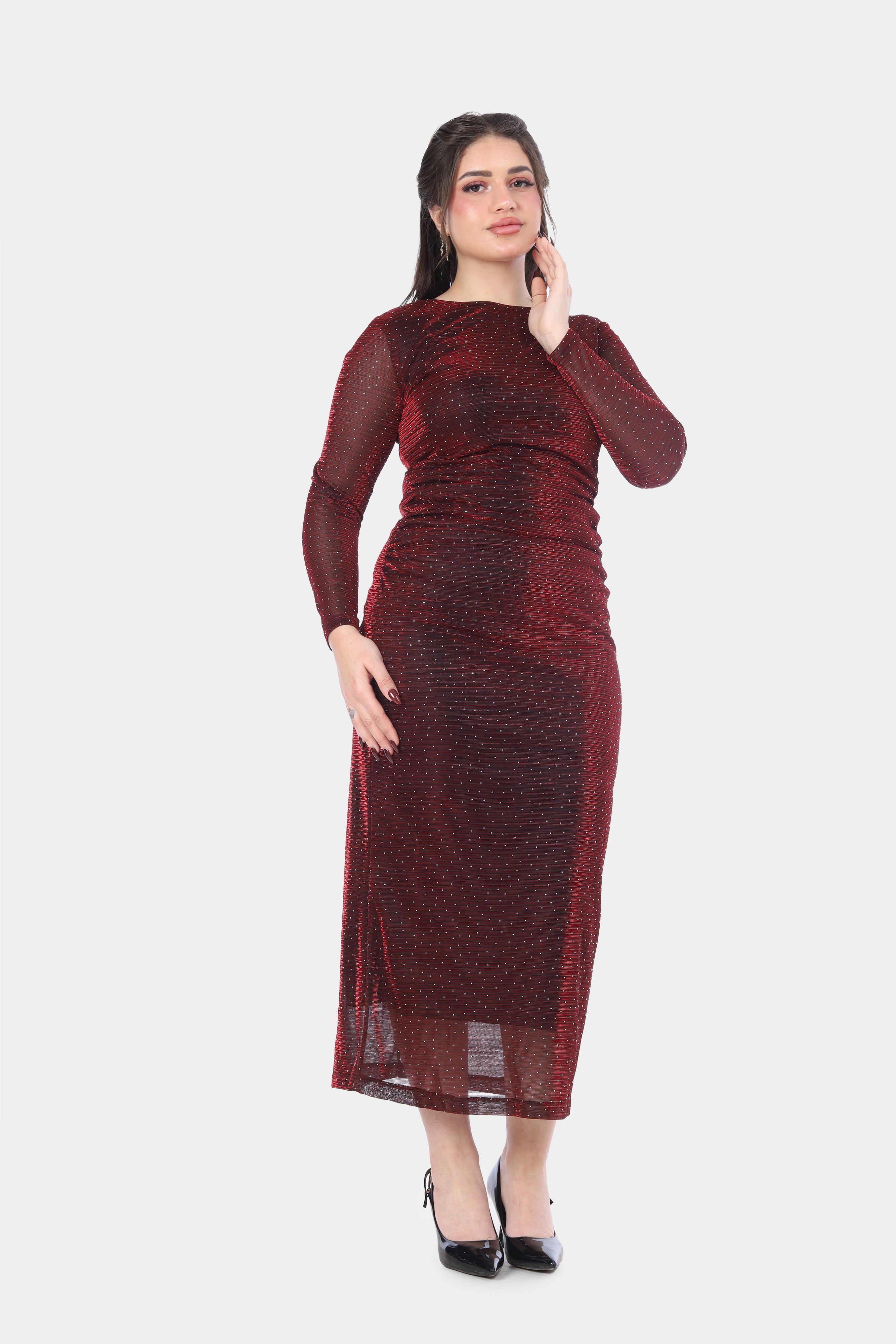Midi Shimmer Ruched Evening Dress 7031036