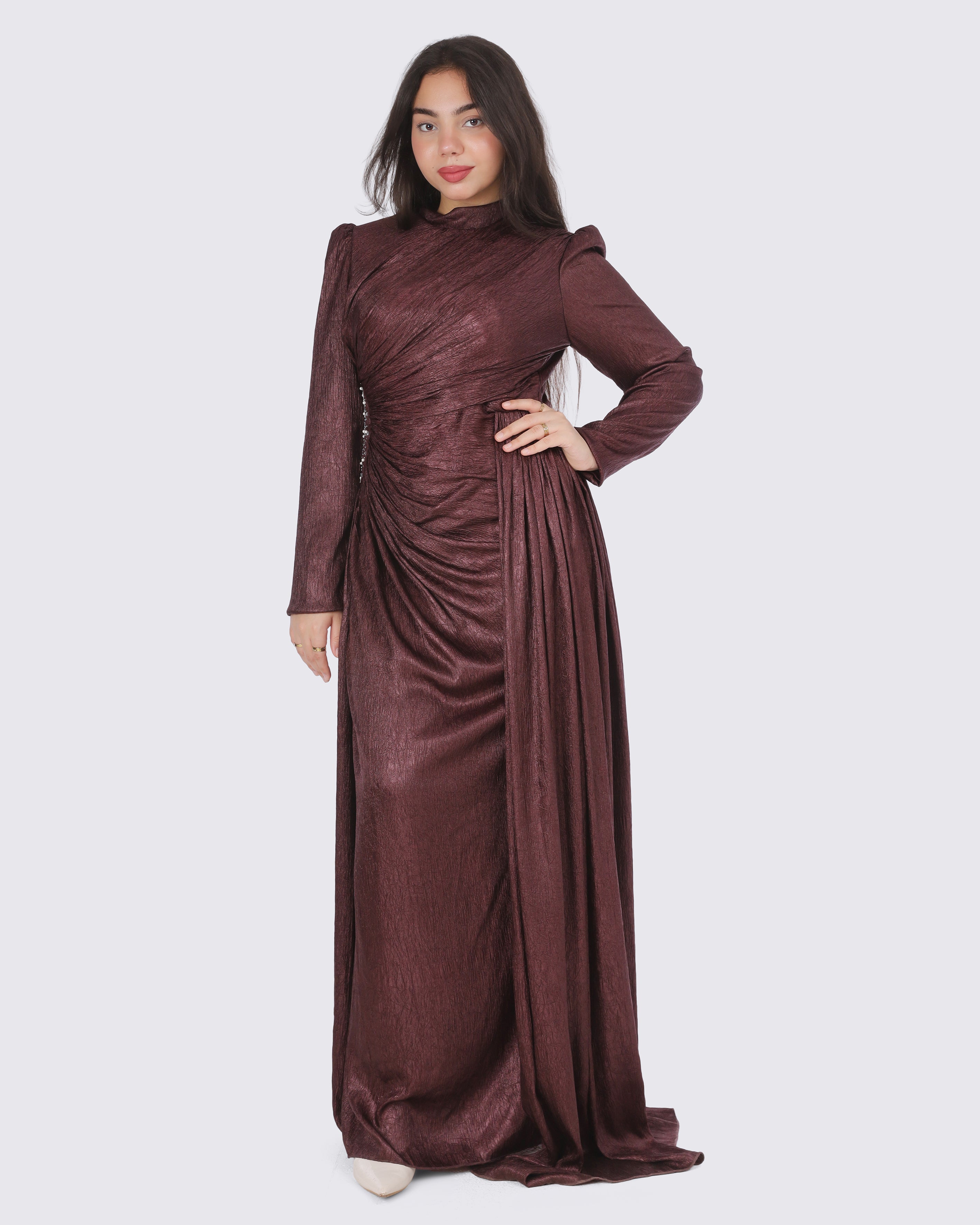 Elegant Draped Evening Maxi Dress 7031040