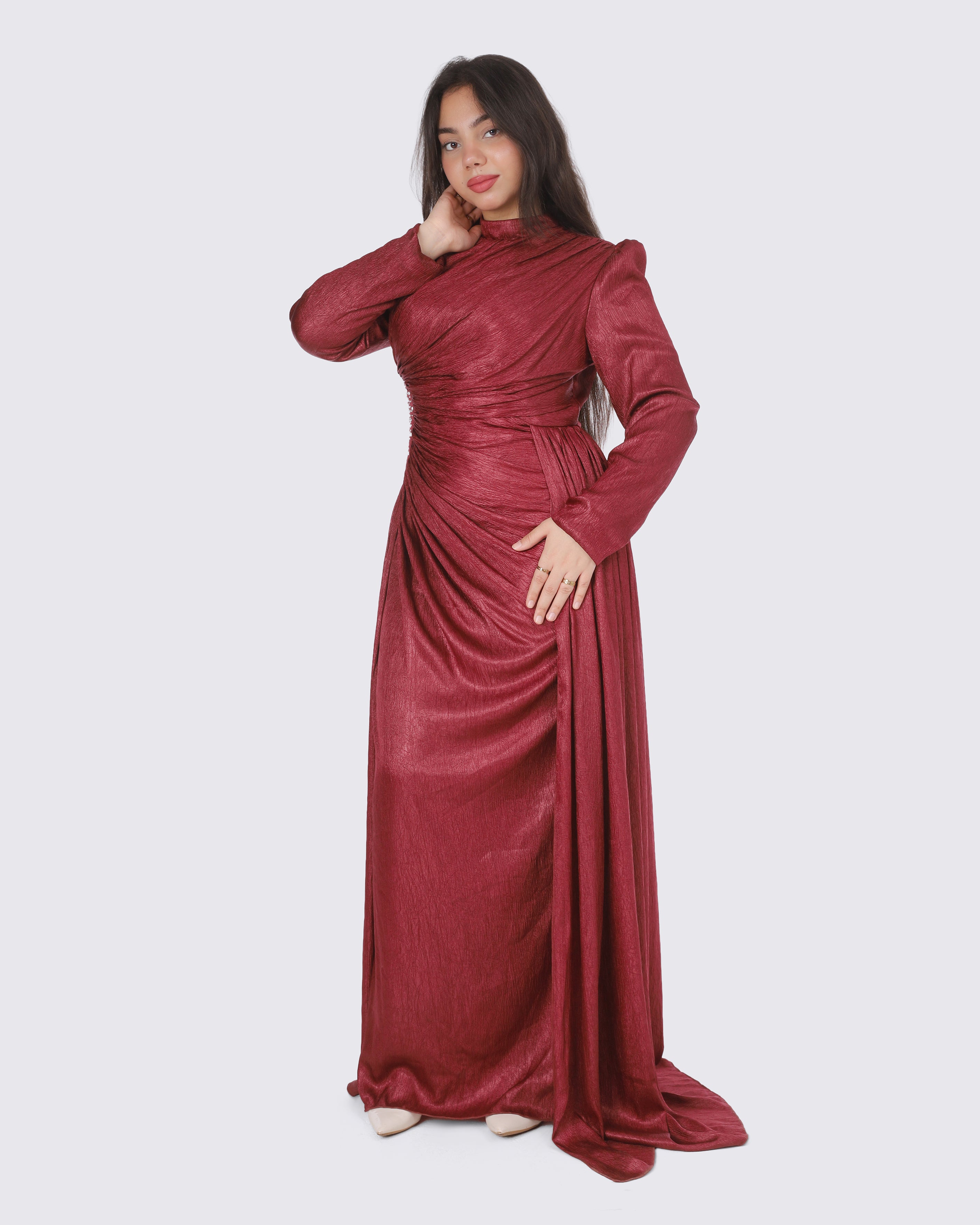 Elegant Draped Evening Maxi Dress 7031040