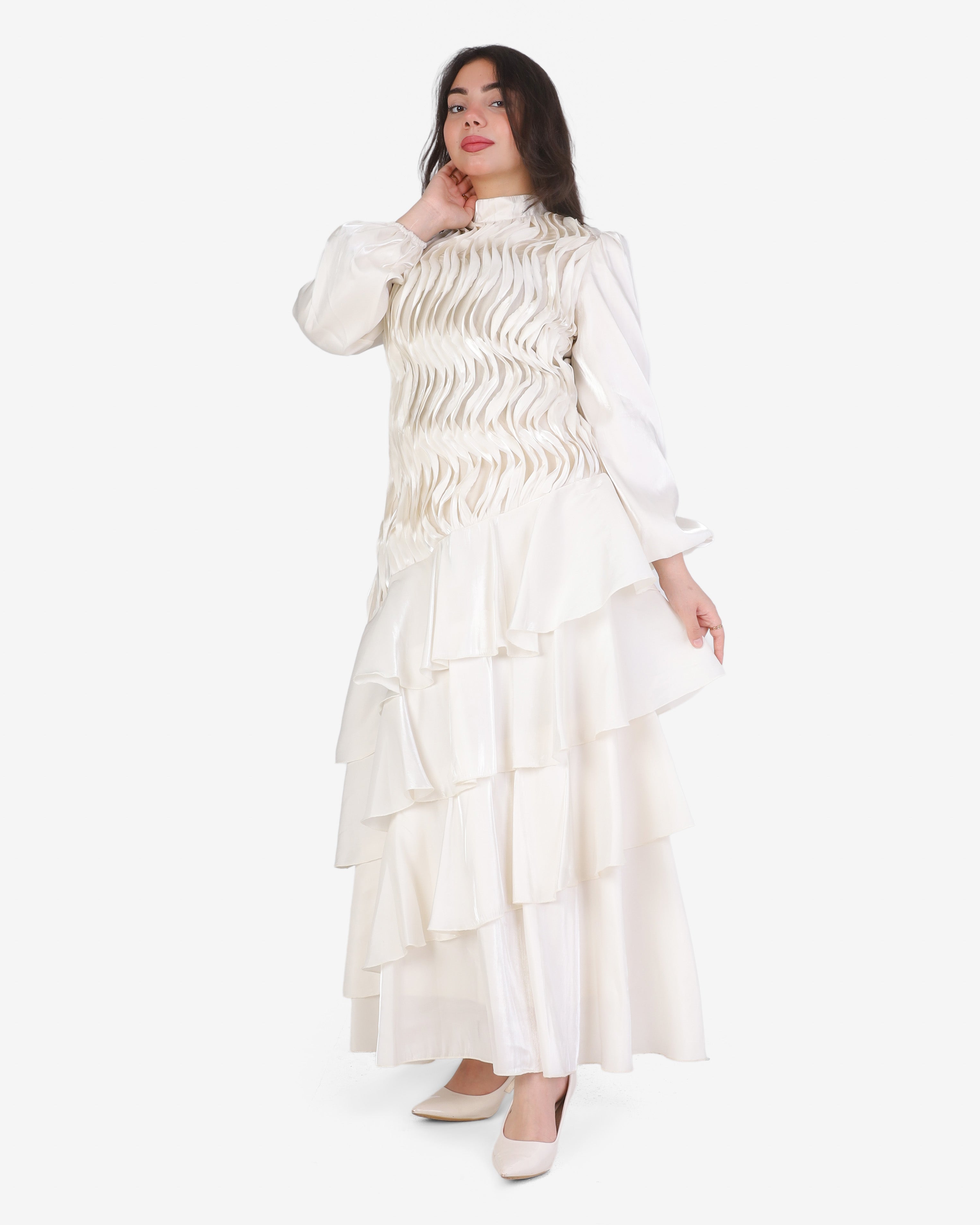 Textured Tiered Ruffle Maxi Dress 7031050/1