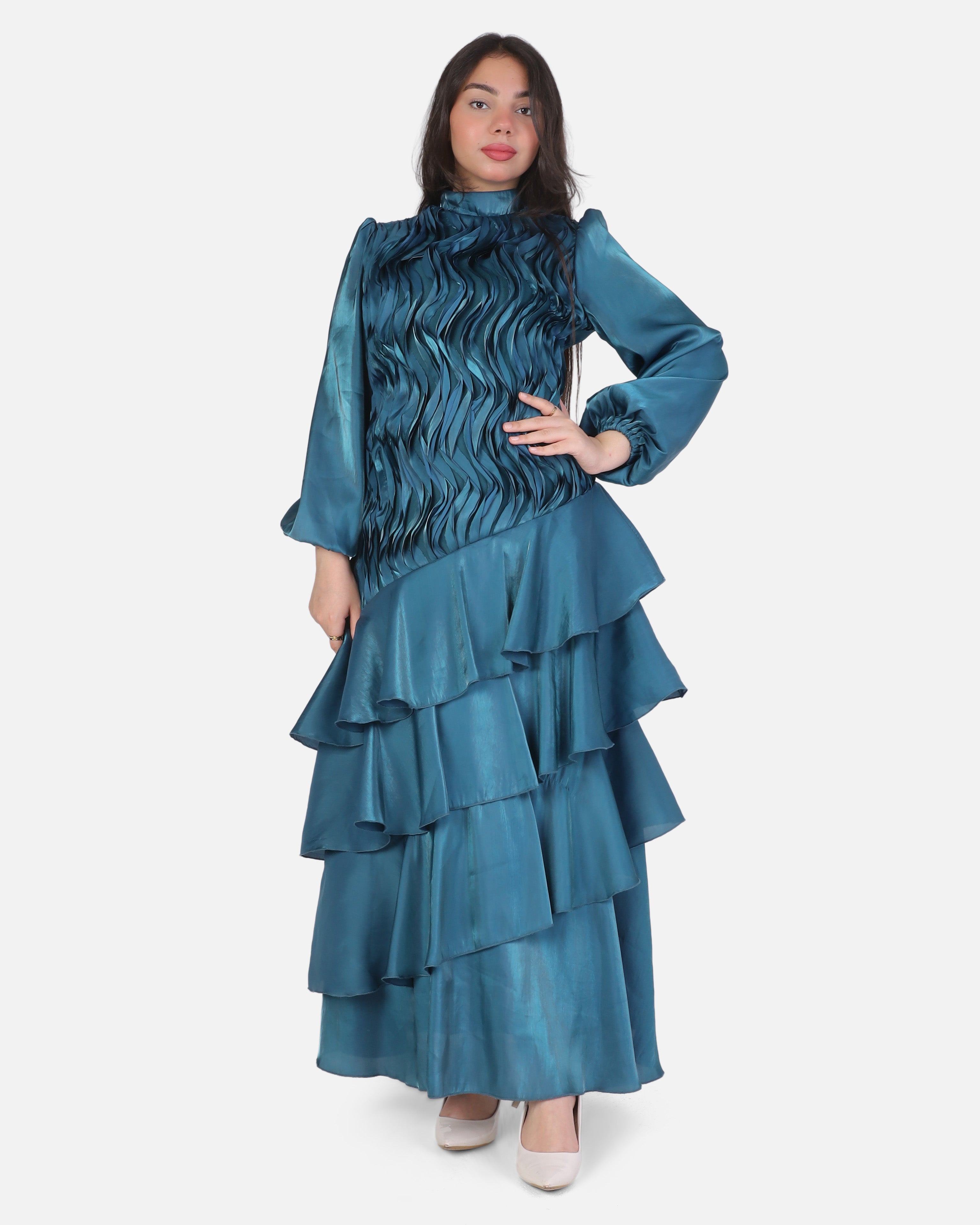 Textured Tiered Ruffle Maxi Dress 7031050/1