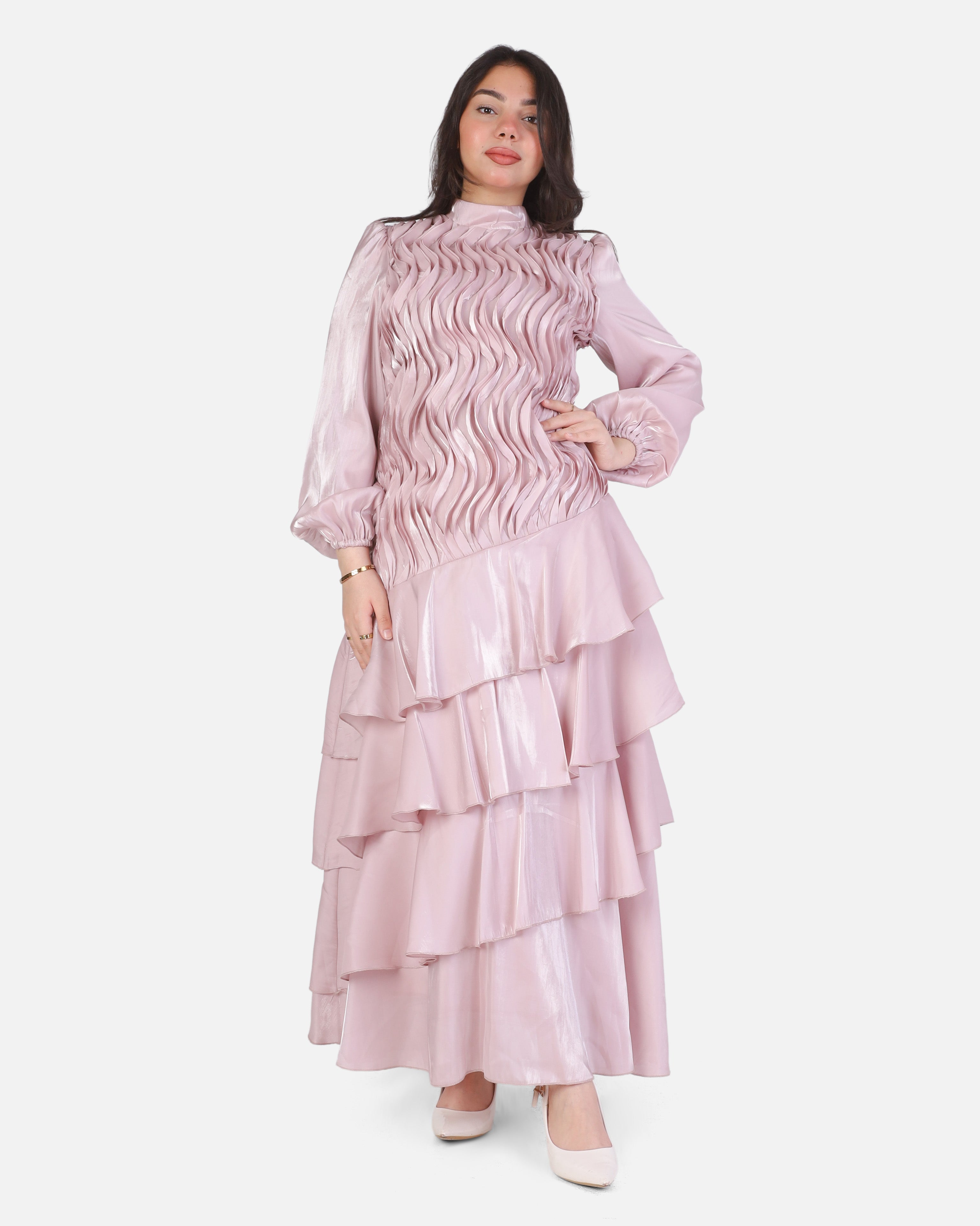 Textured Tiered Ruffle Maxi Dress 7031050/1