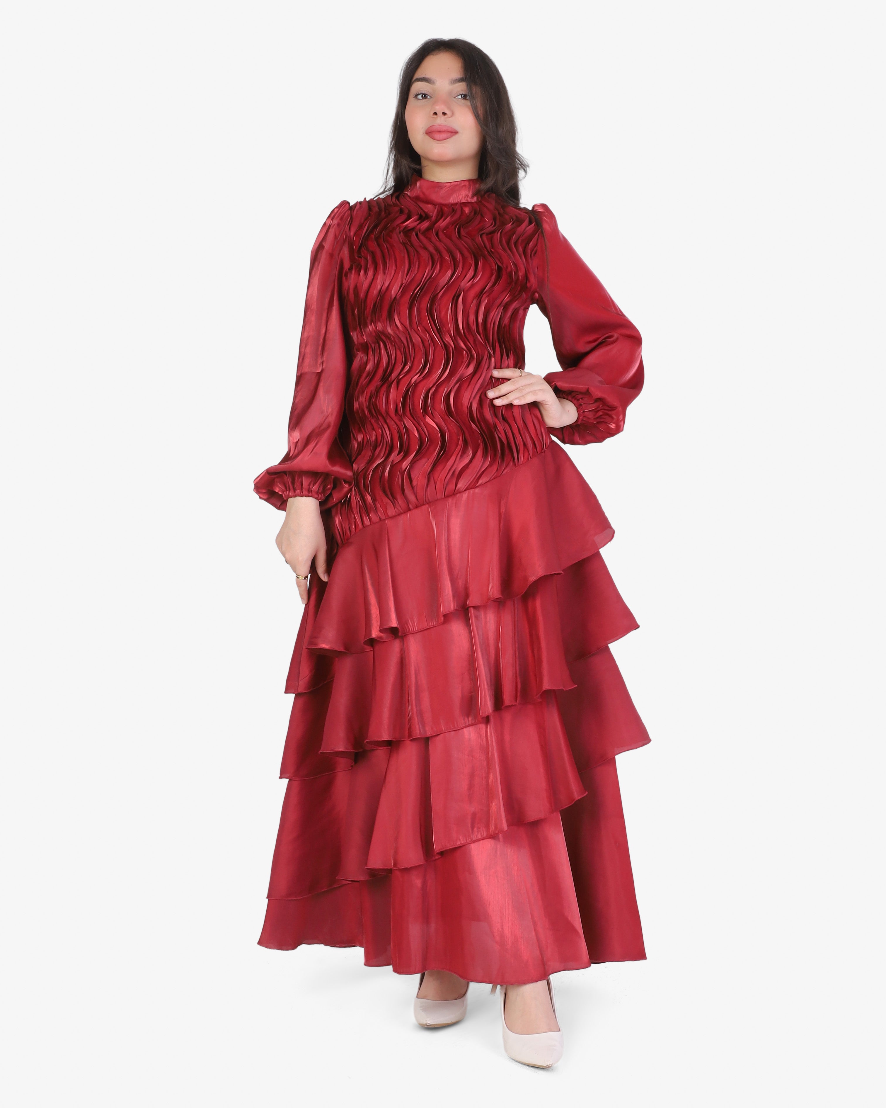Textured Tiered Ruffle Maxi Dress 7031050/1