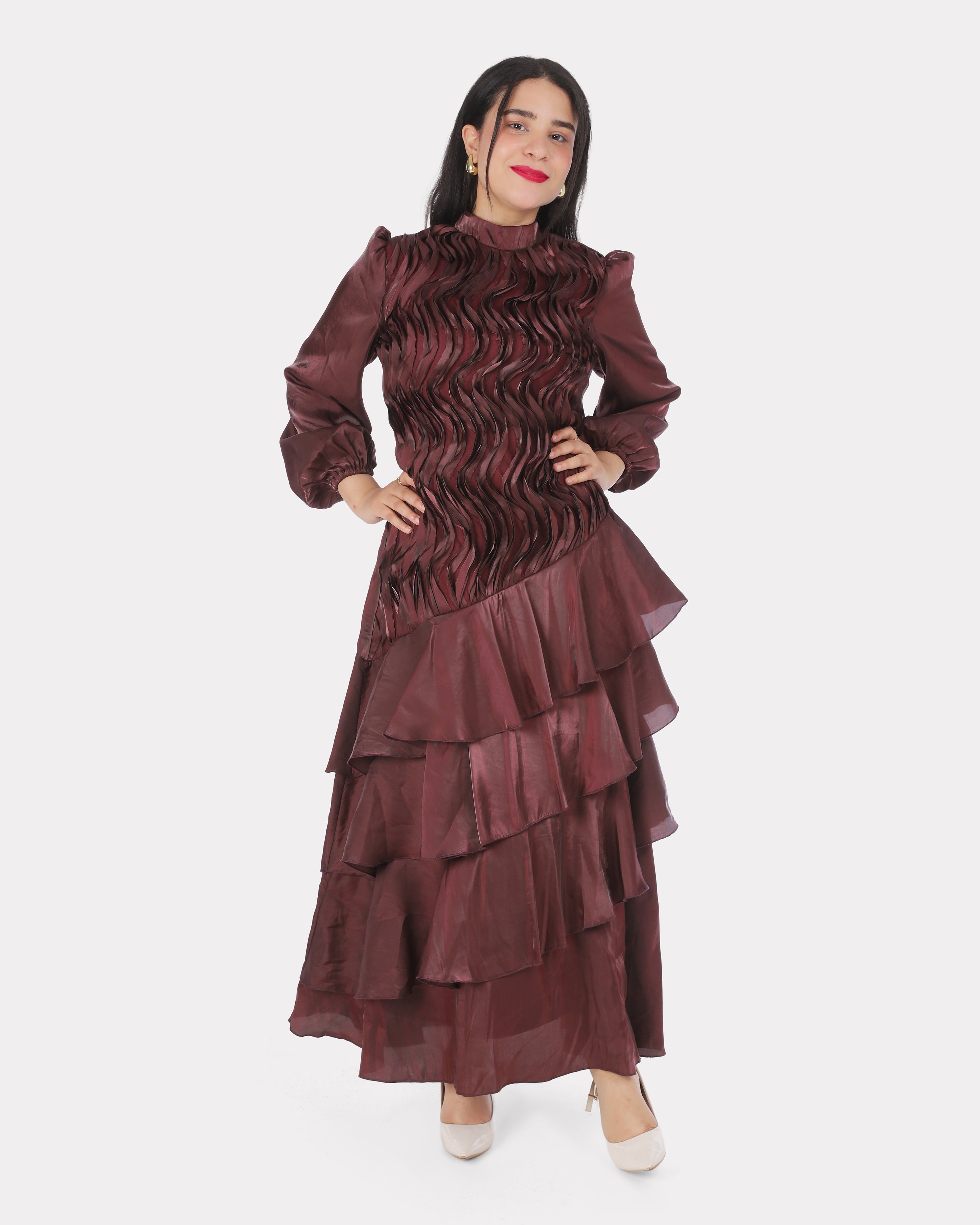 Textured Tiered Ruffle Maxi Dress 7031050