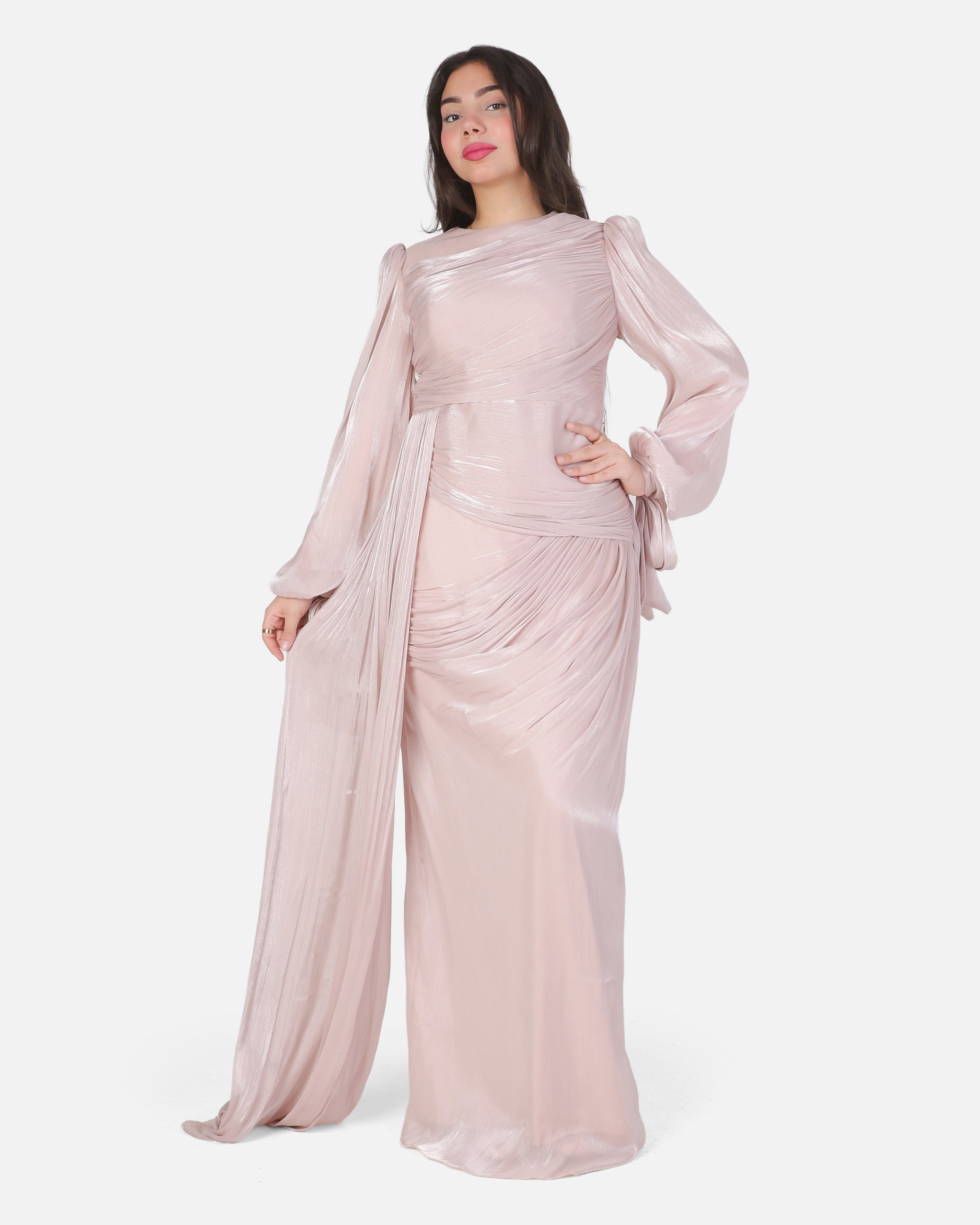 Elegant Evening Dress with Sleeve Tie Detail 7031112/1