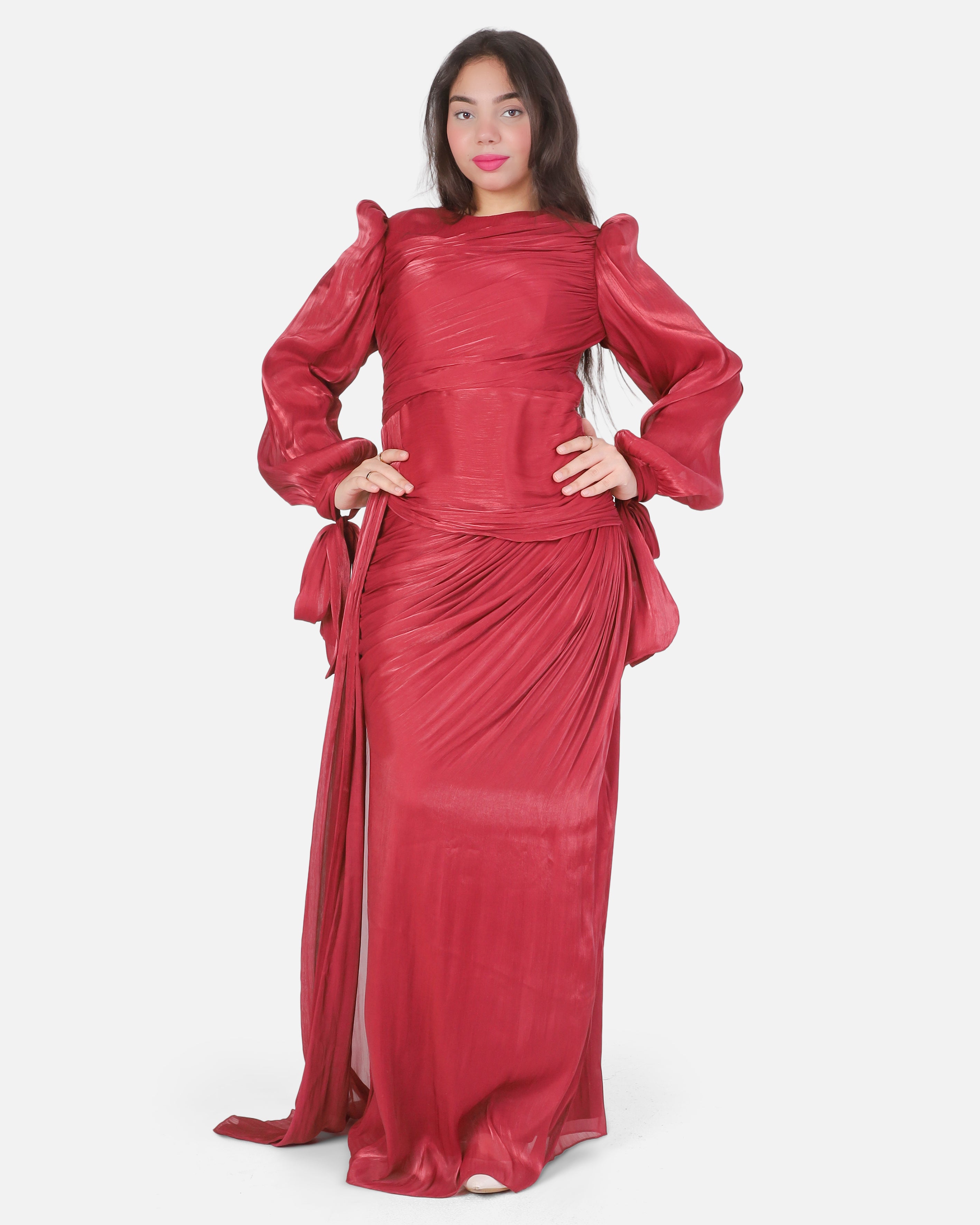 Elegant Evening Dress with Sleeve Tie Detail 7031112/1