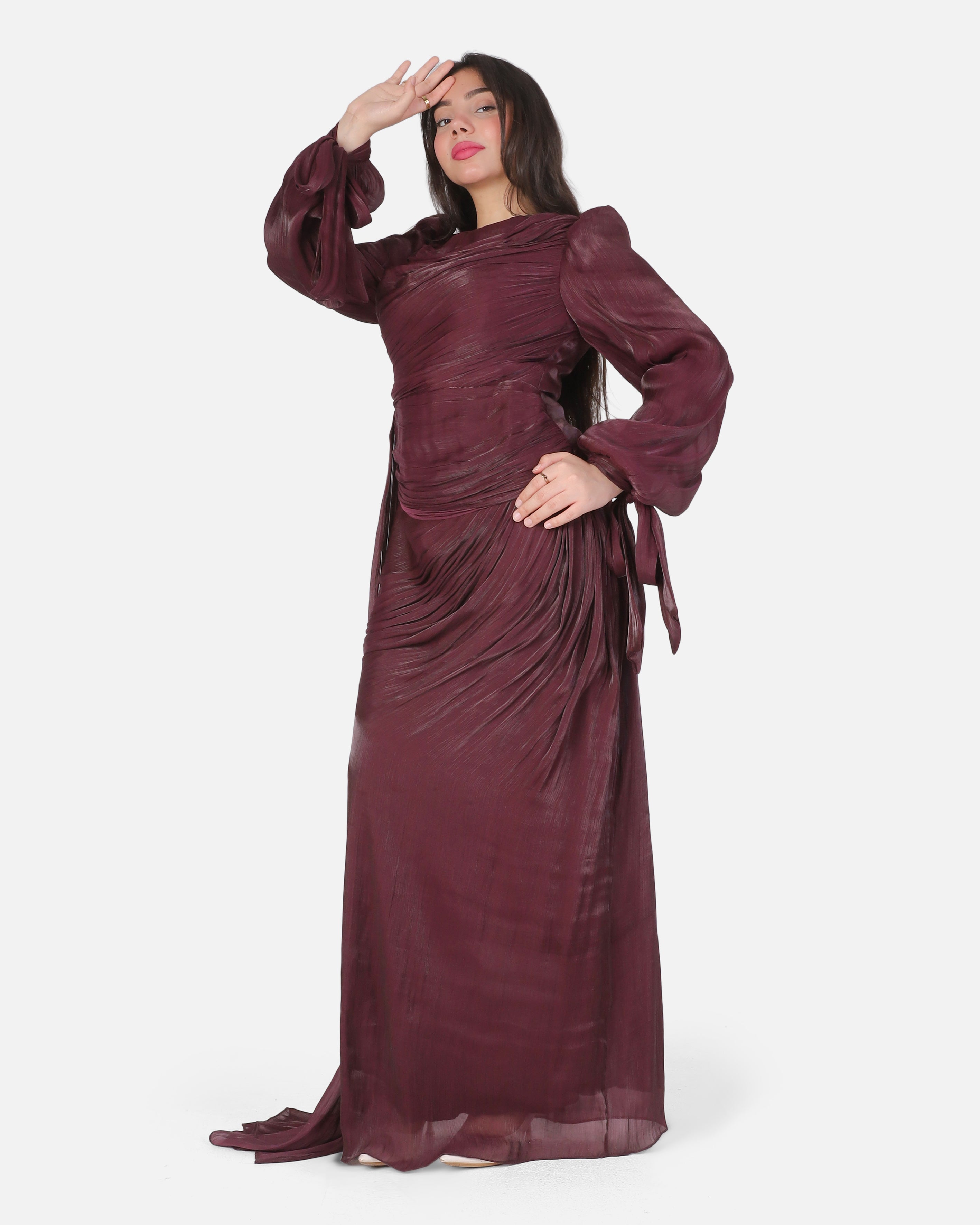 Elegant Evening Dress with Sleeve Tie Detail 7031112/1
