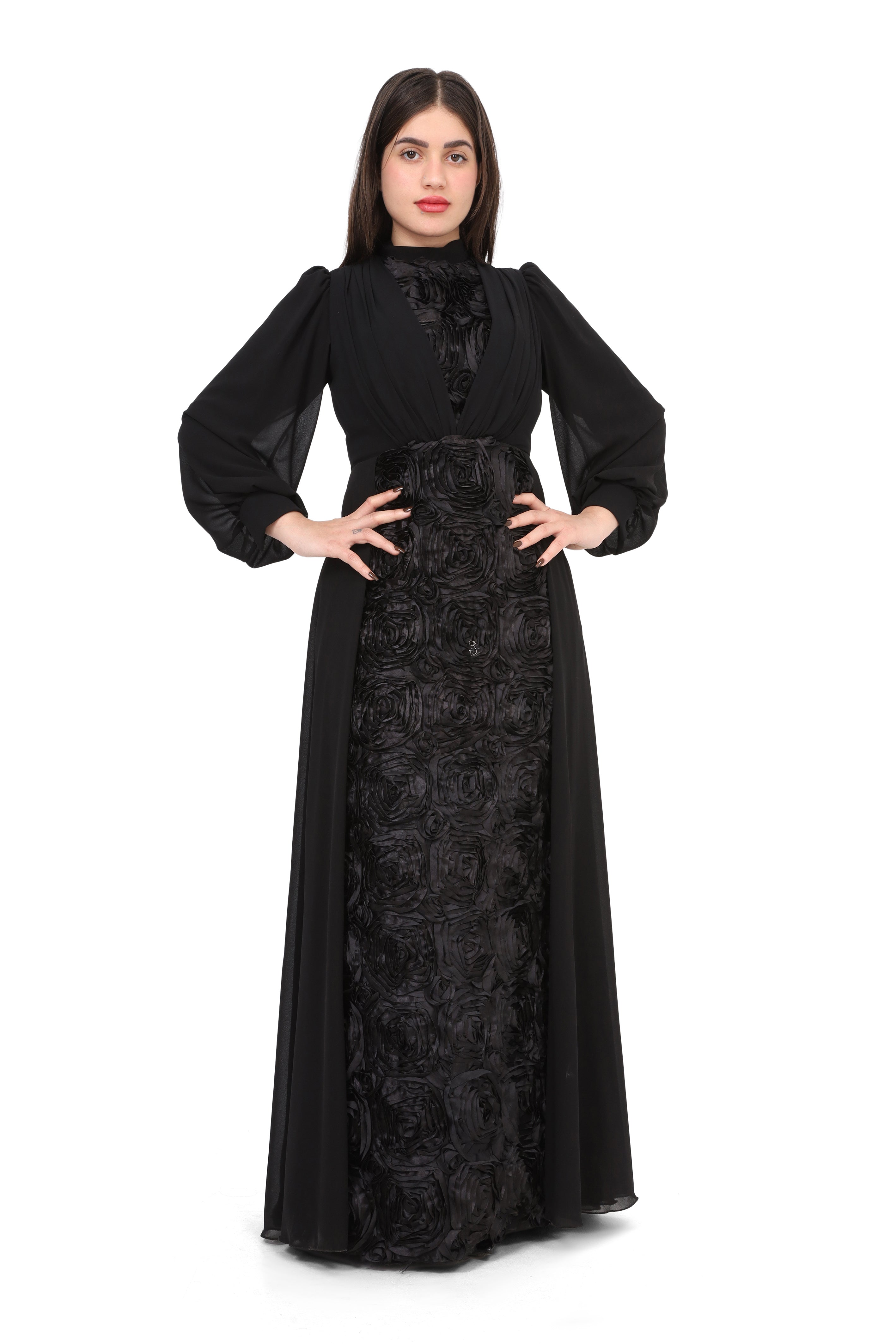 Floral Textured Evening Dress 7031170/1