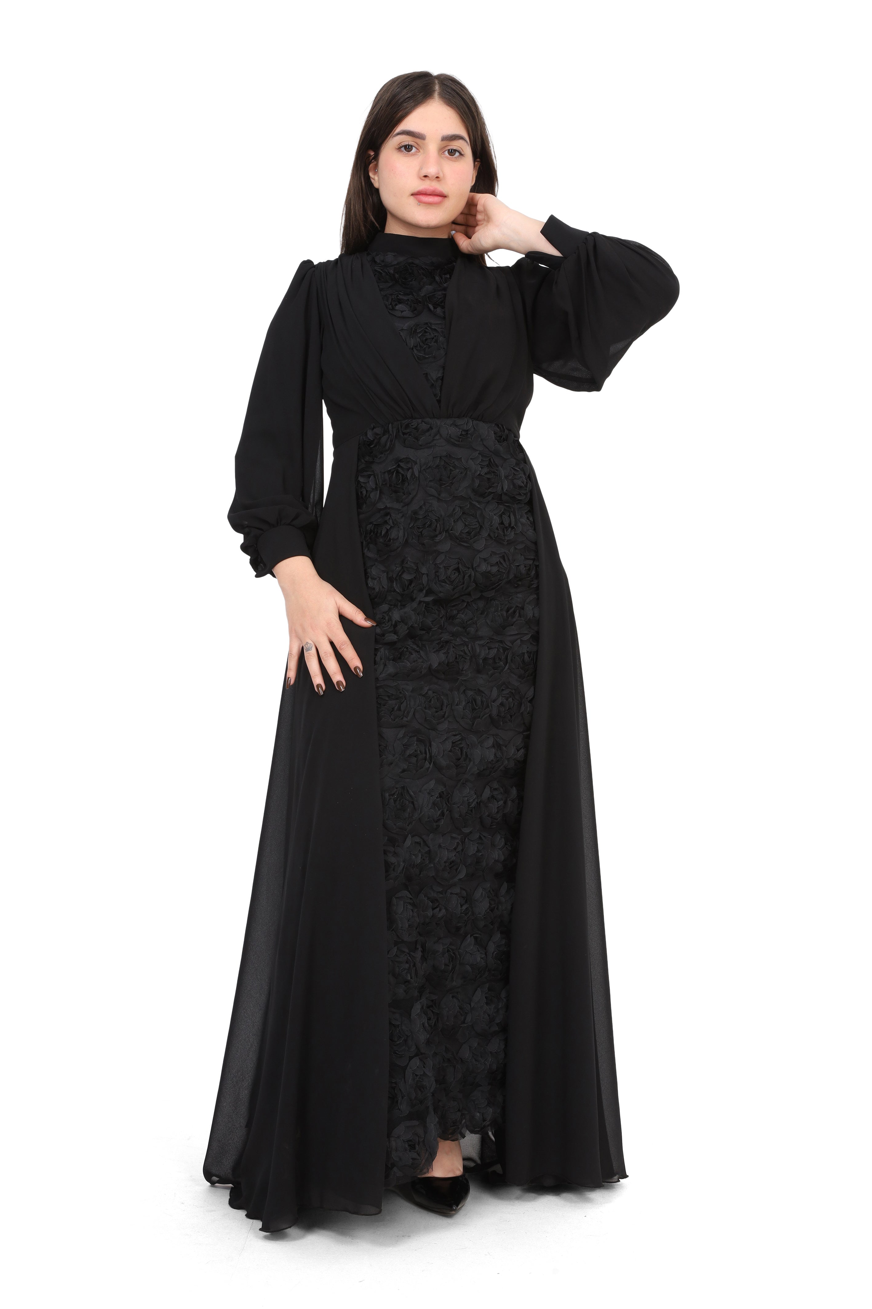 Floral Textured Evening Dress 7031170