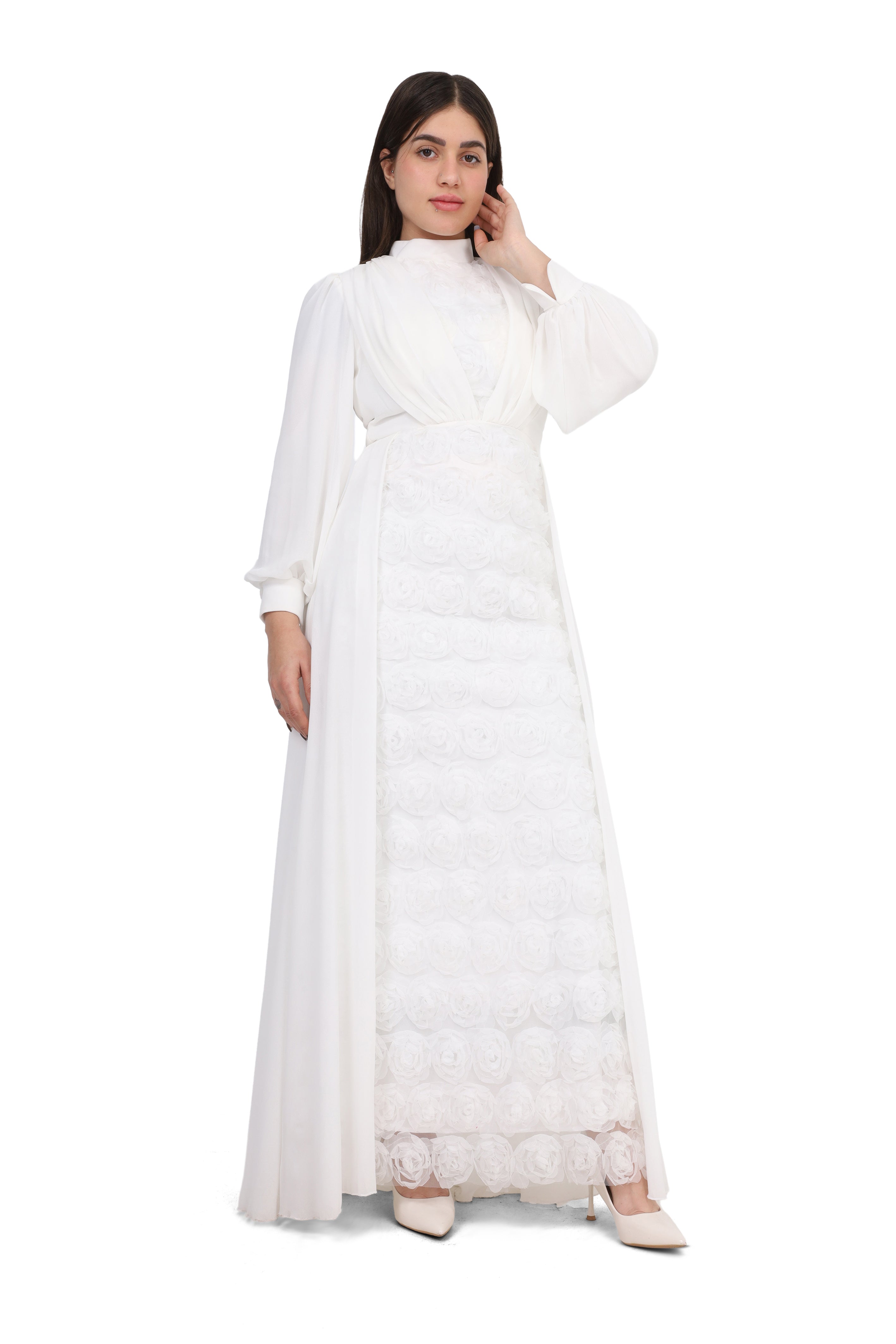 Floral Textured Evening Dress 7031170