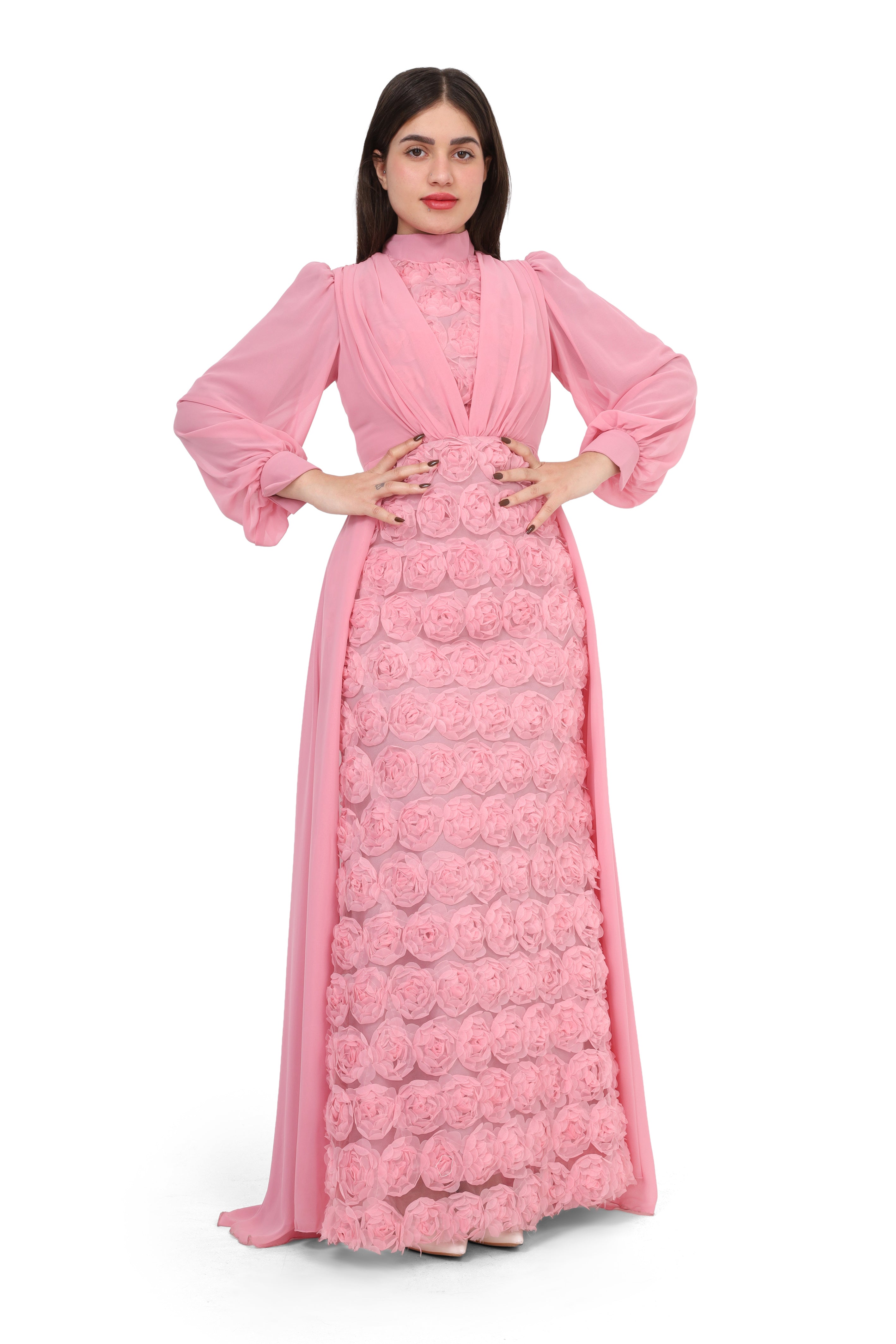 Floral Textured Evening Dress 7031170