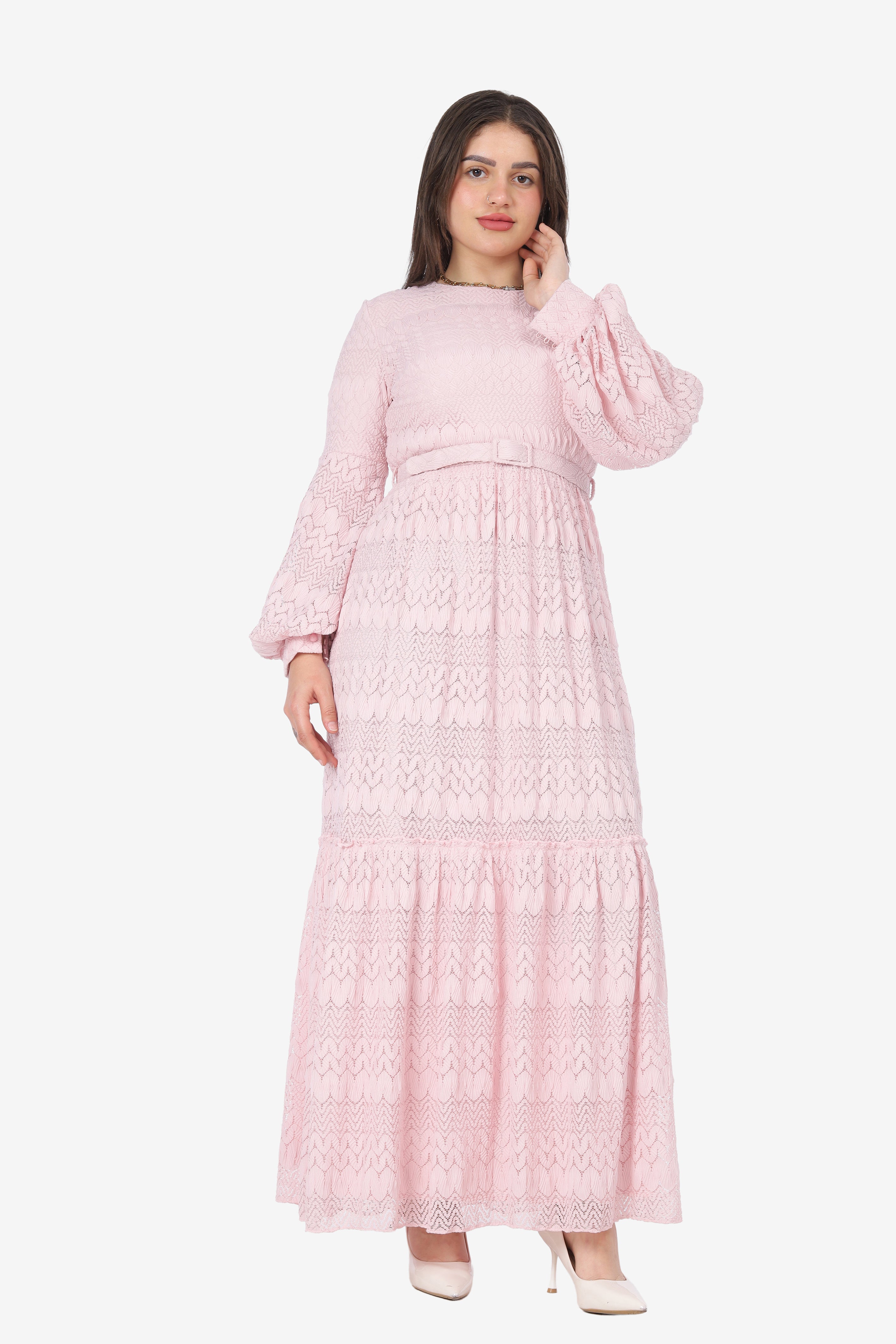 Elegant Puff Sleeve Maxi Dress 703708