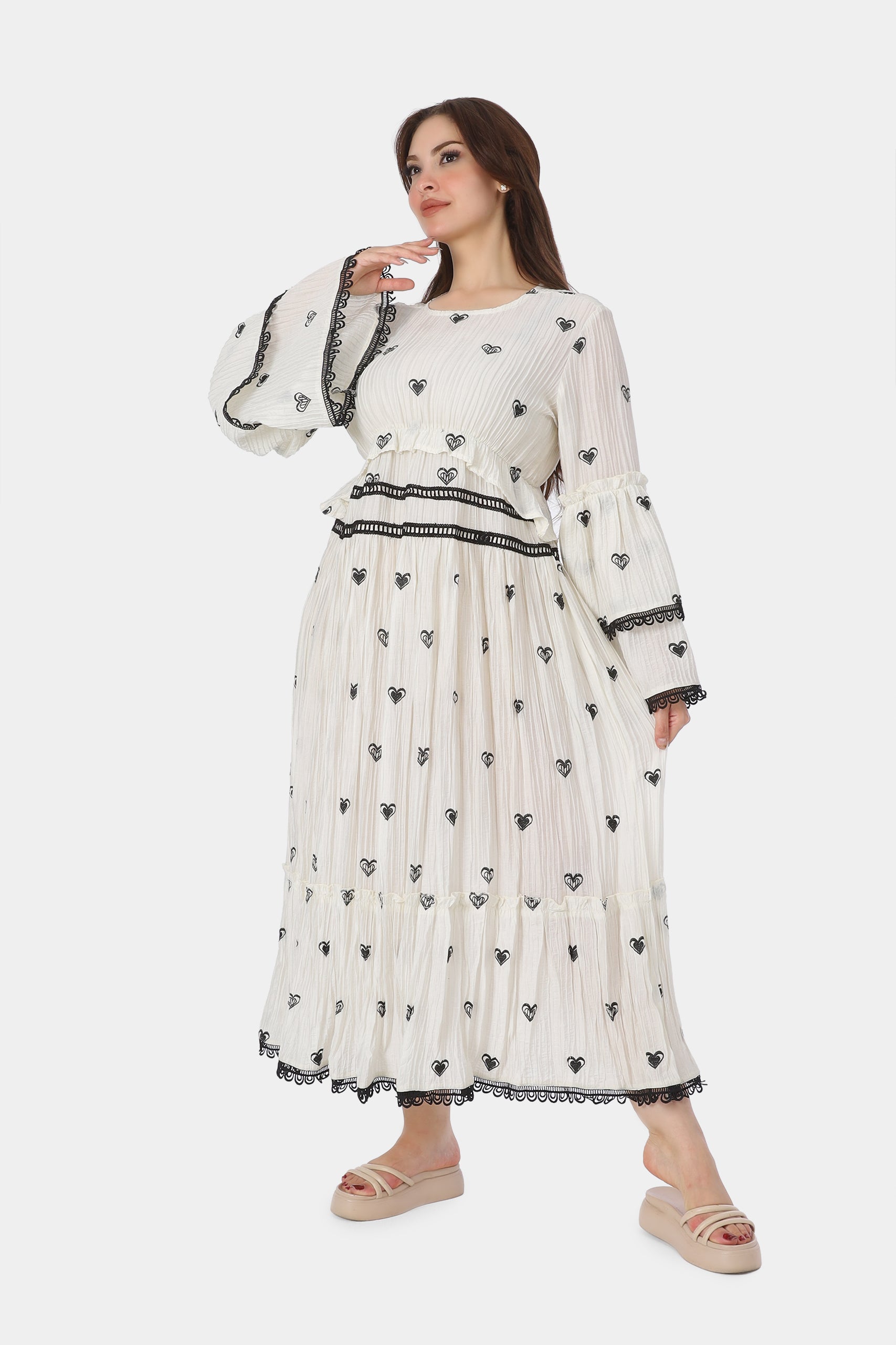 Embroidered Heart Maxi Dress 703716