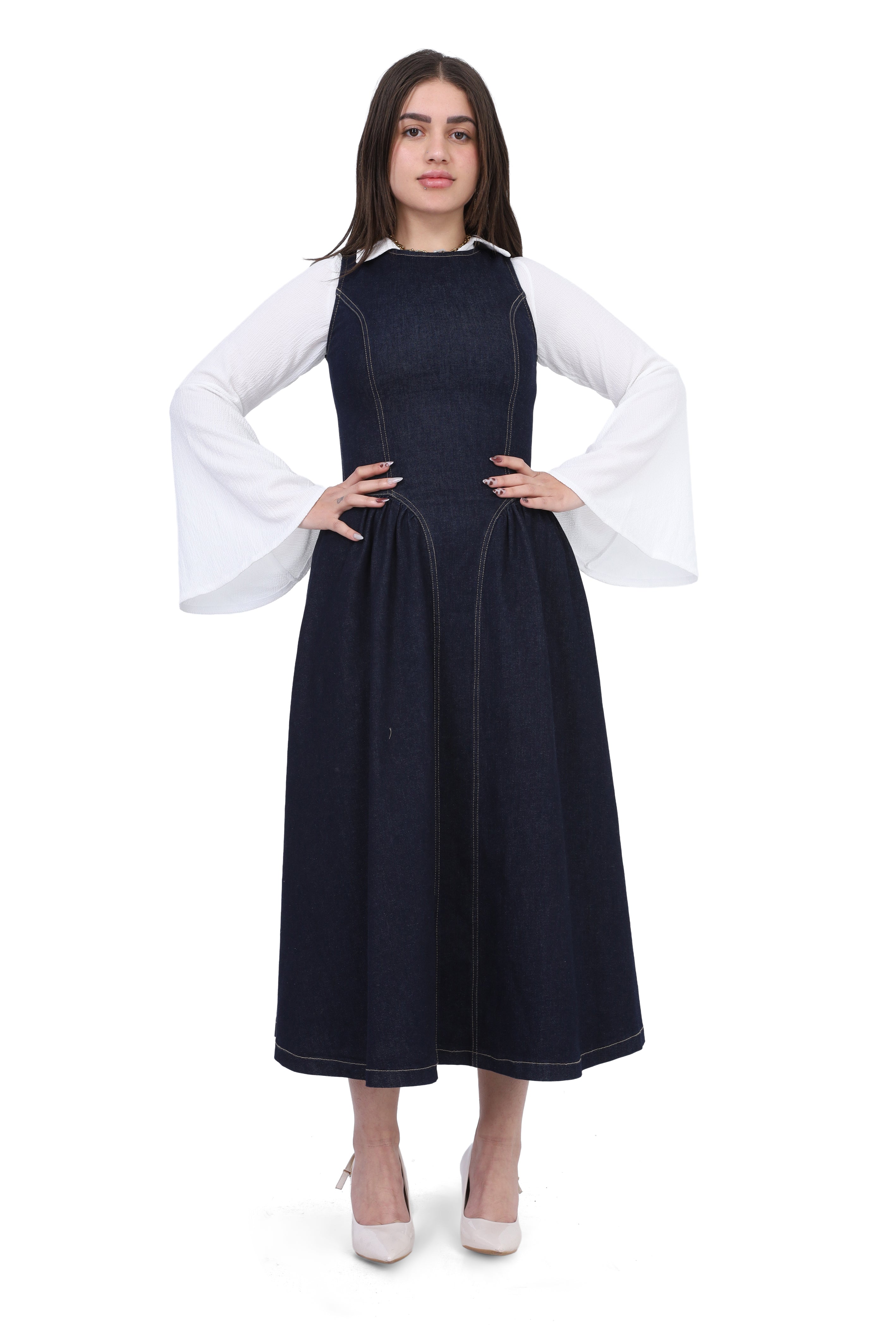 Elegant Denim Maxi Dress 703722