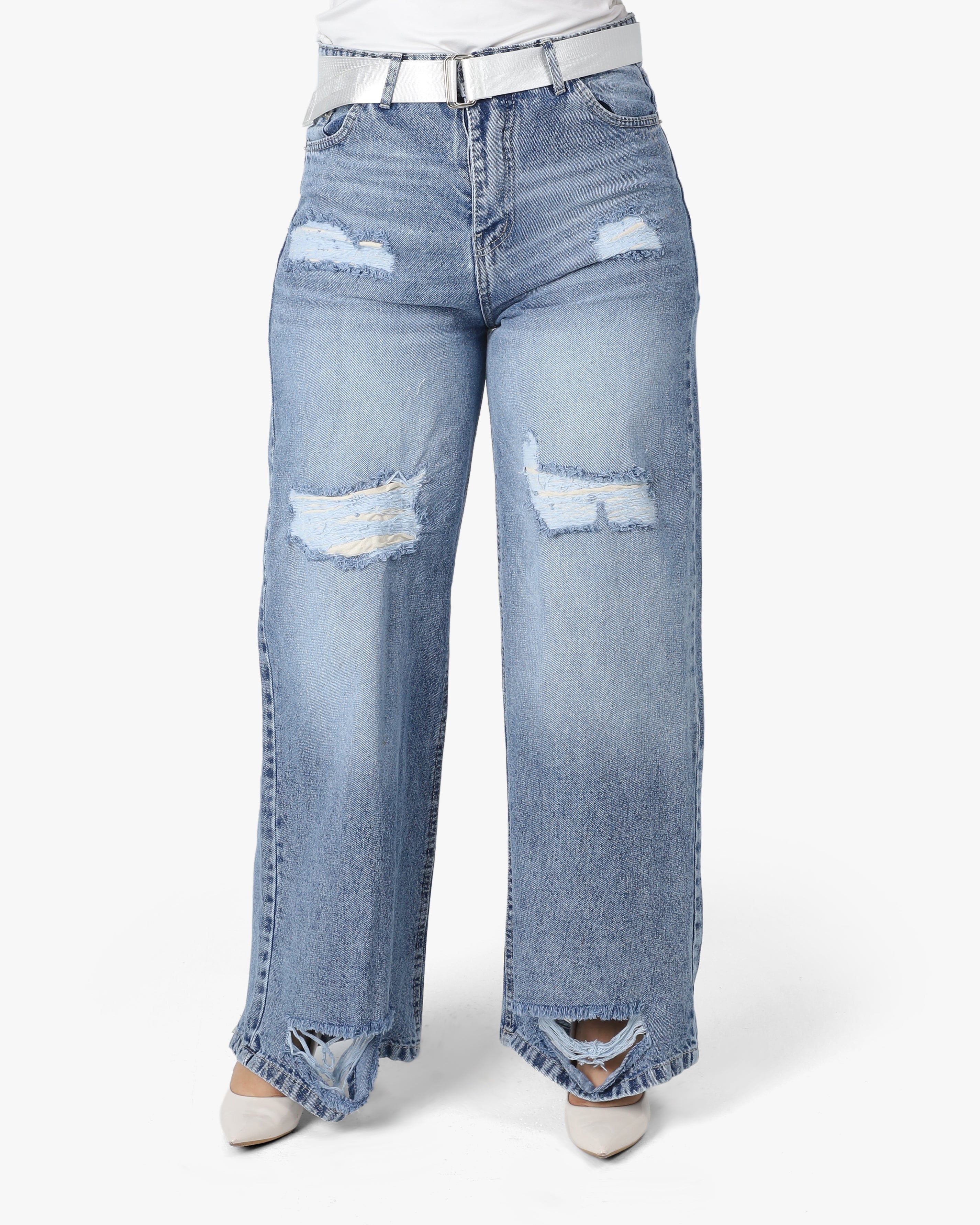 Cut-Out Detail Wide-Leg Jeans 71110636
