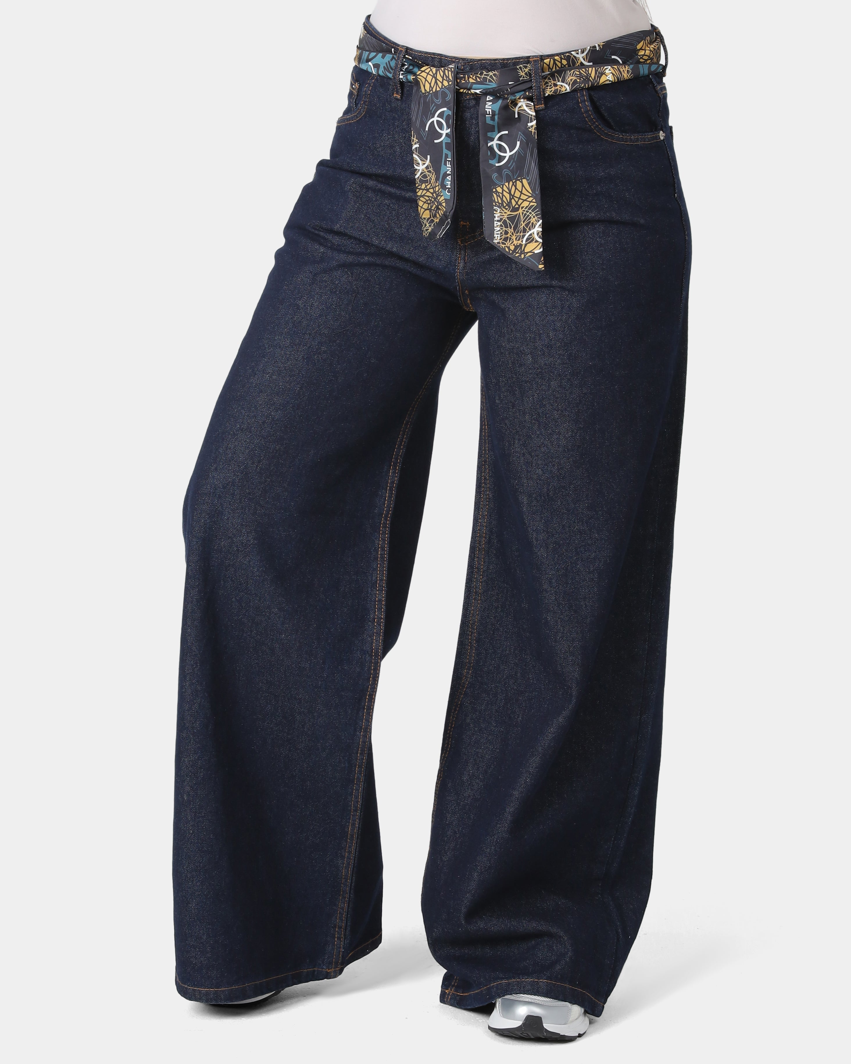 Wide Leg Jeans with Satin Waist Belt 71110650/1