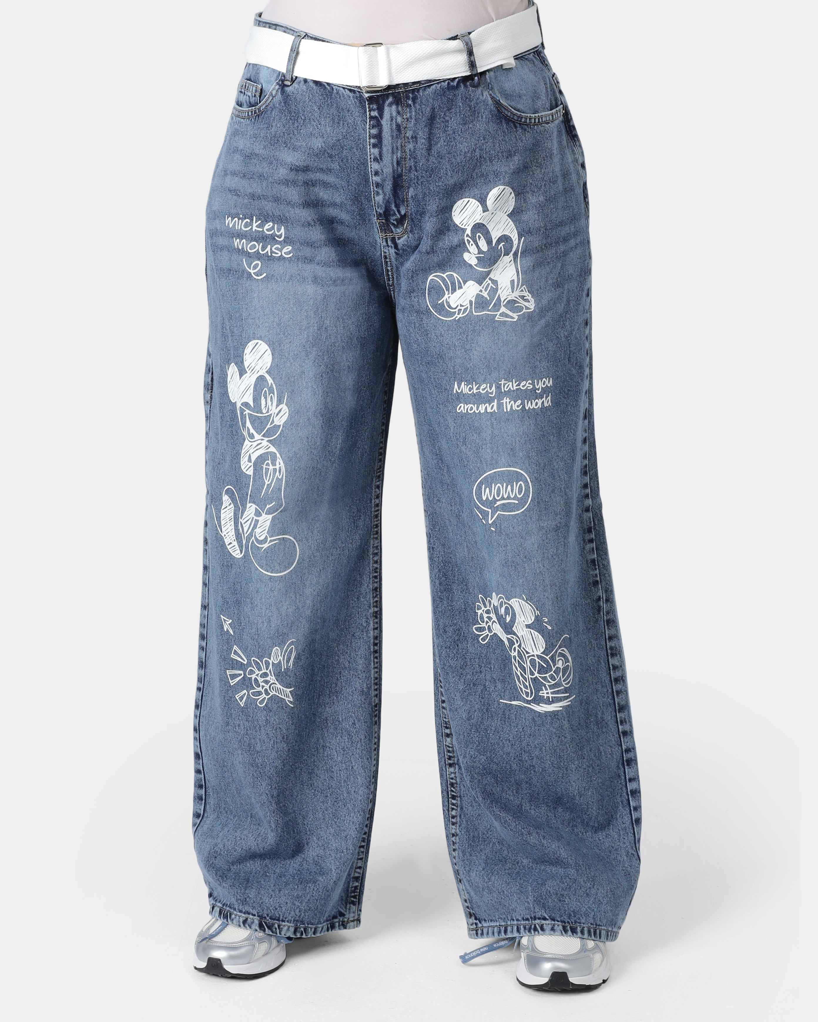 Trendy Graphic Wide Leg Cartoon Print Jeans 77311329