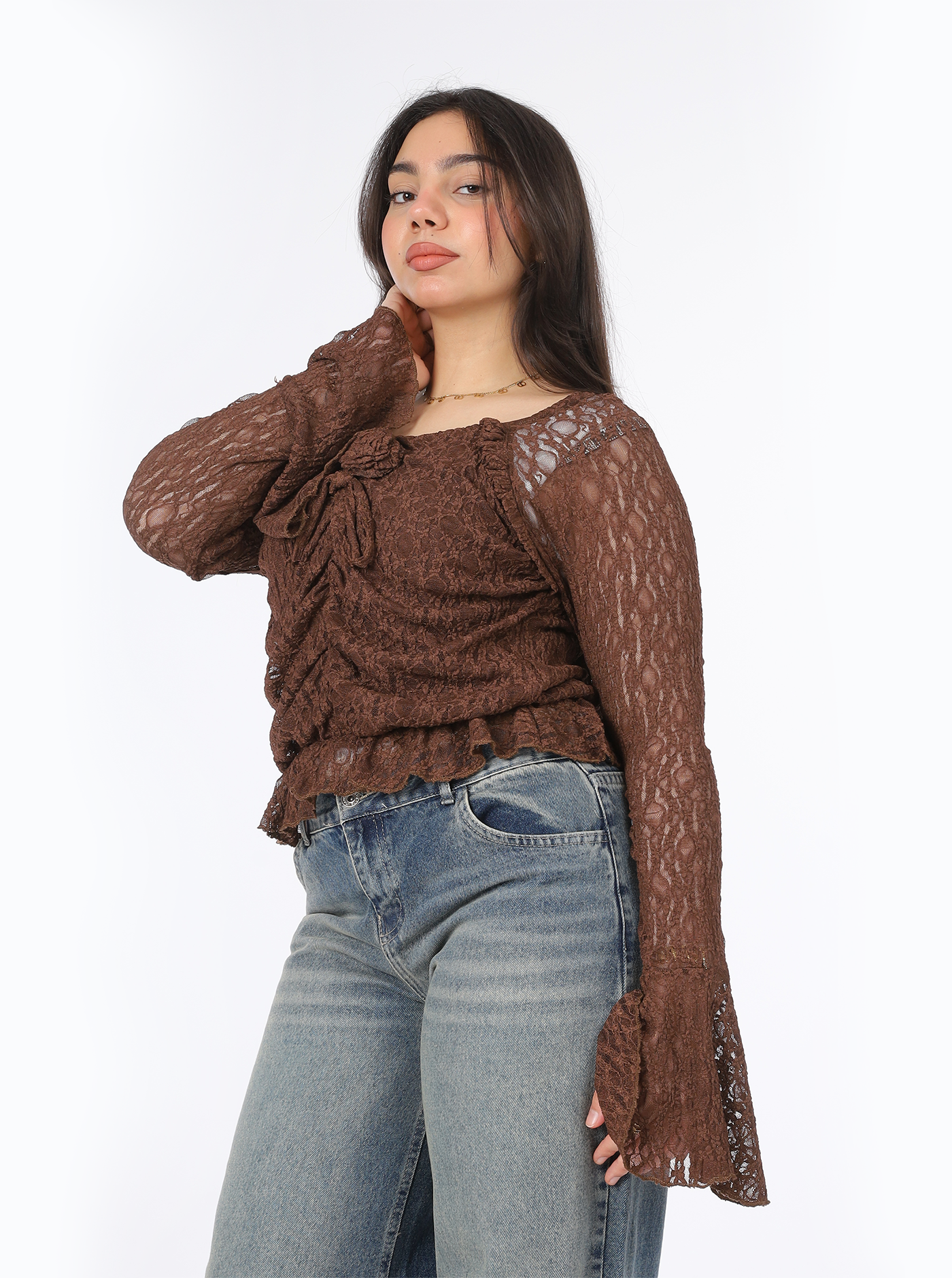 Square Neck Lace Blouse 788587